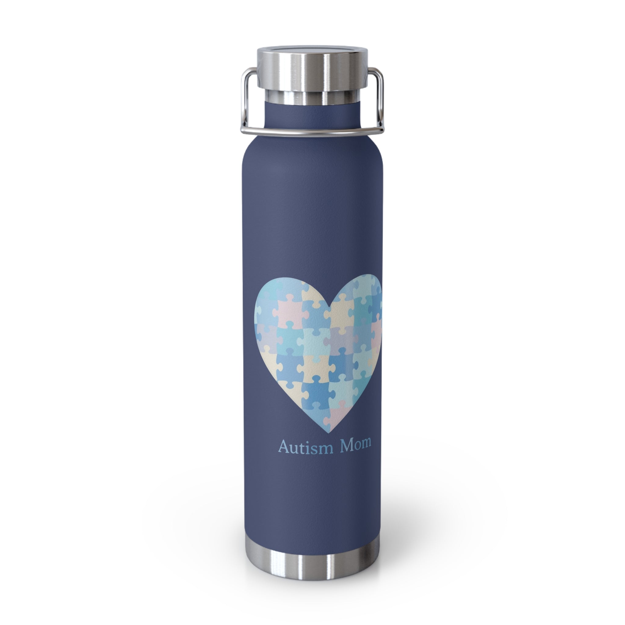 Autism Mom Puzzle Heart Copper Insulated Bottle — 22oz Vacuum Flask