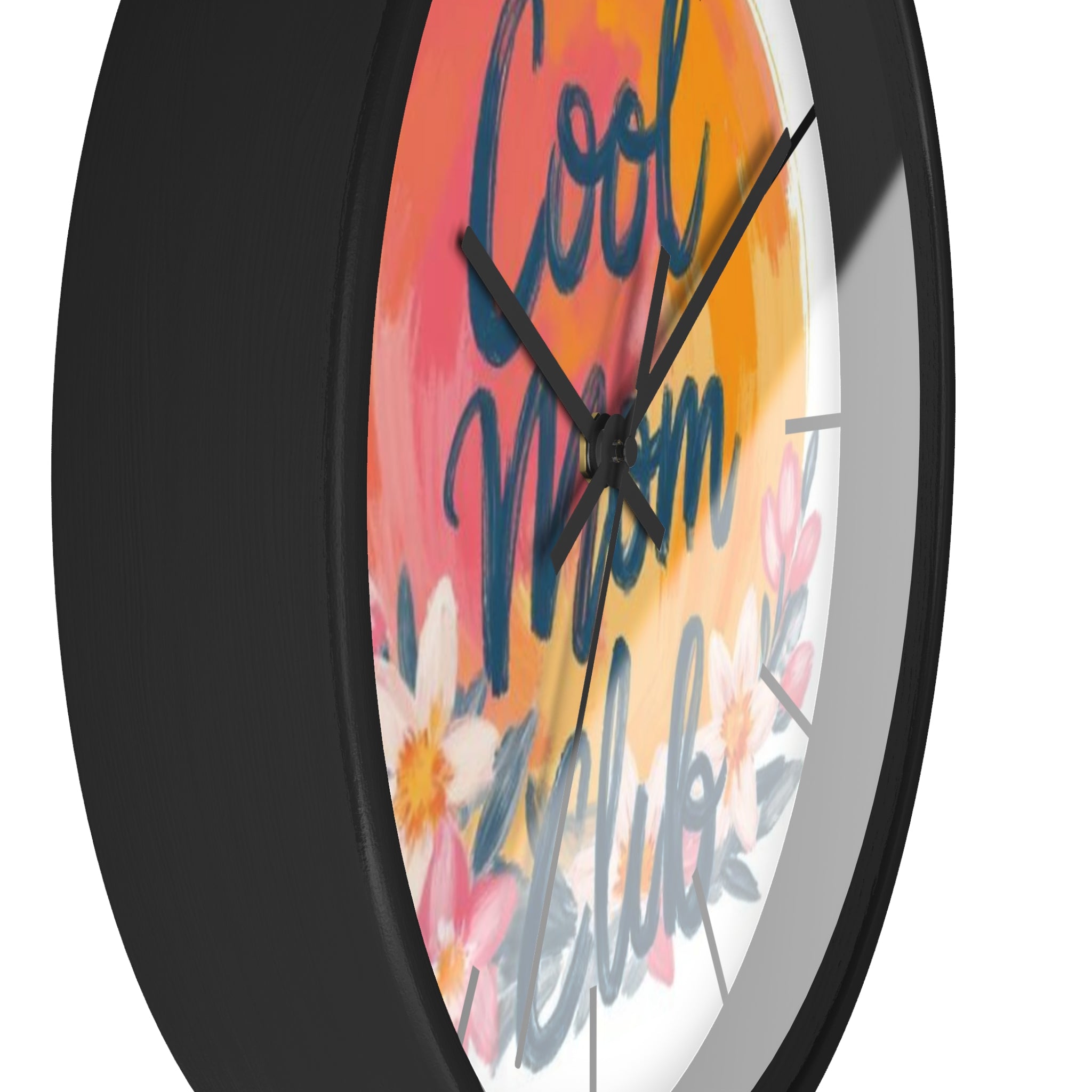 Cool Mom Club Wall Clock — Floral Sunburst Decorative Clock for Mother's Day & Home
