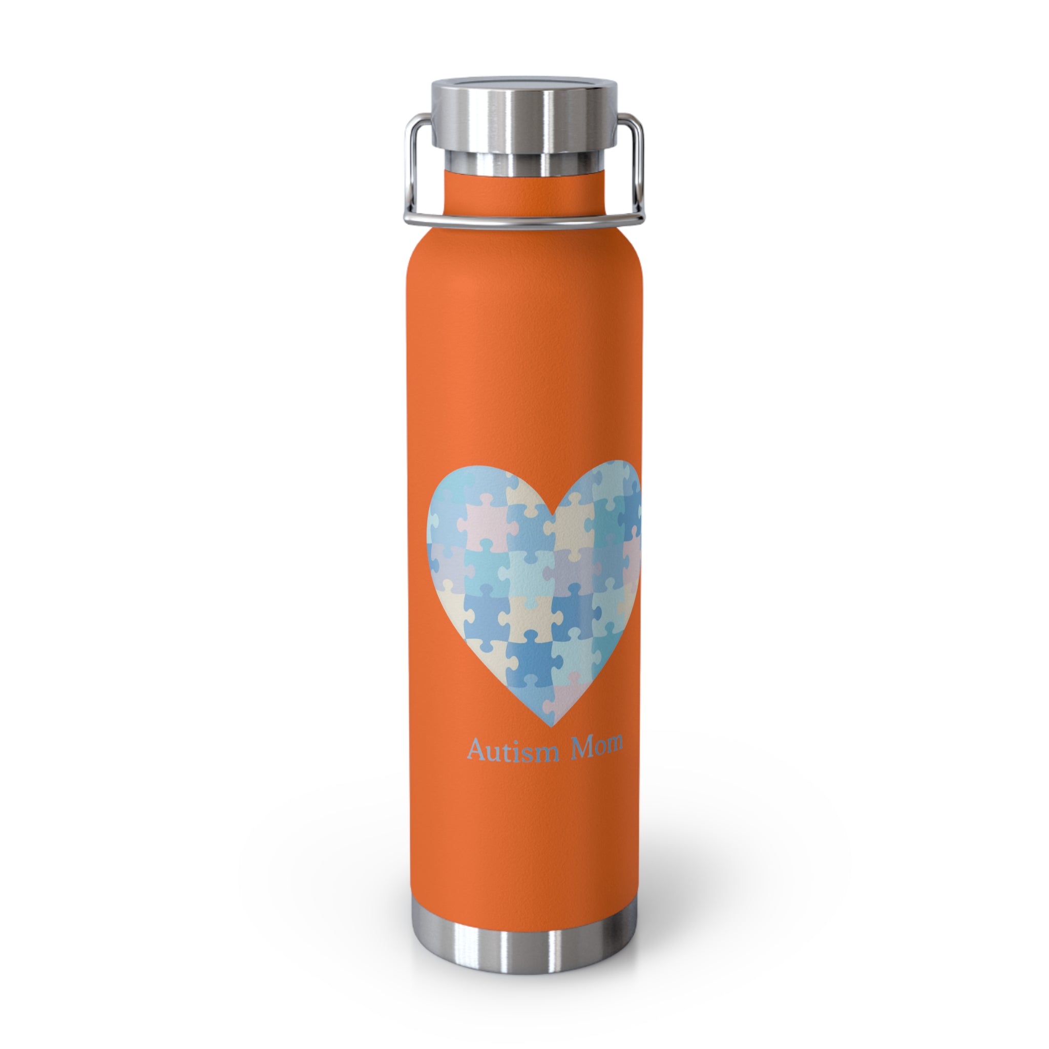 Autism Mom Puzzle Heart Copper Insulated Bottle — 22oz Vacuum Flask