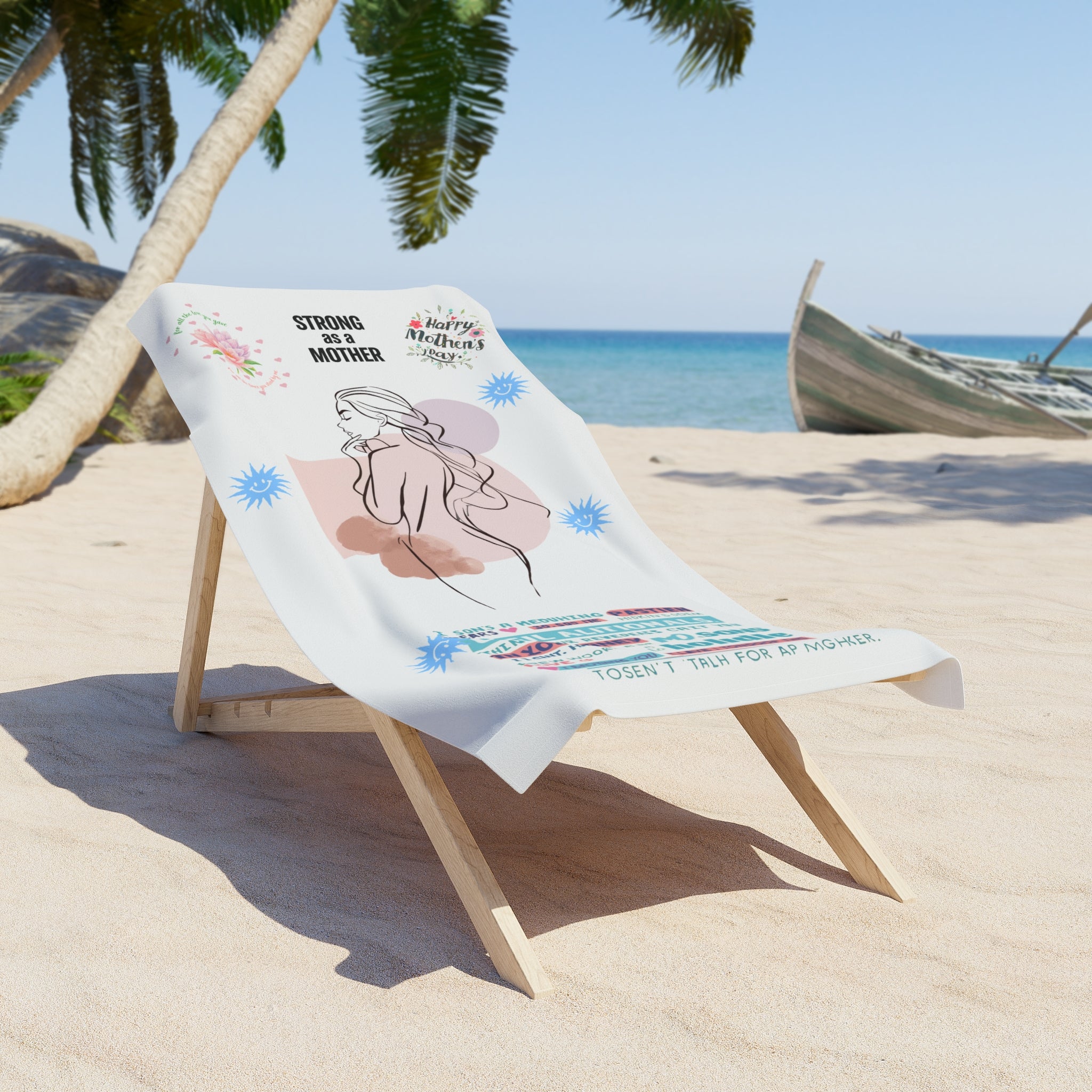 Mother & Son Tribute Beach Towel – 'Strong as a Mother' Inspirational Design
