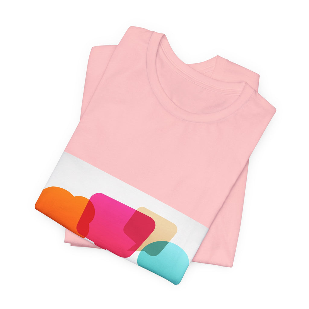 Conversation Crew Graphic Tee — Colorful Speech Bubble Design
