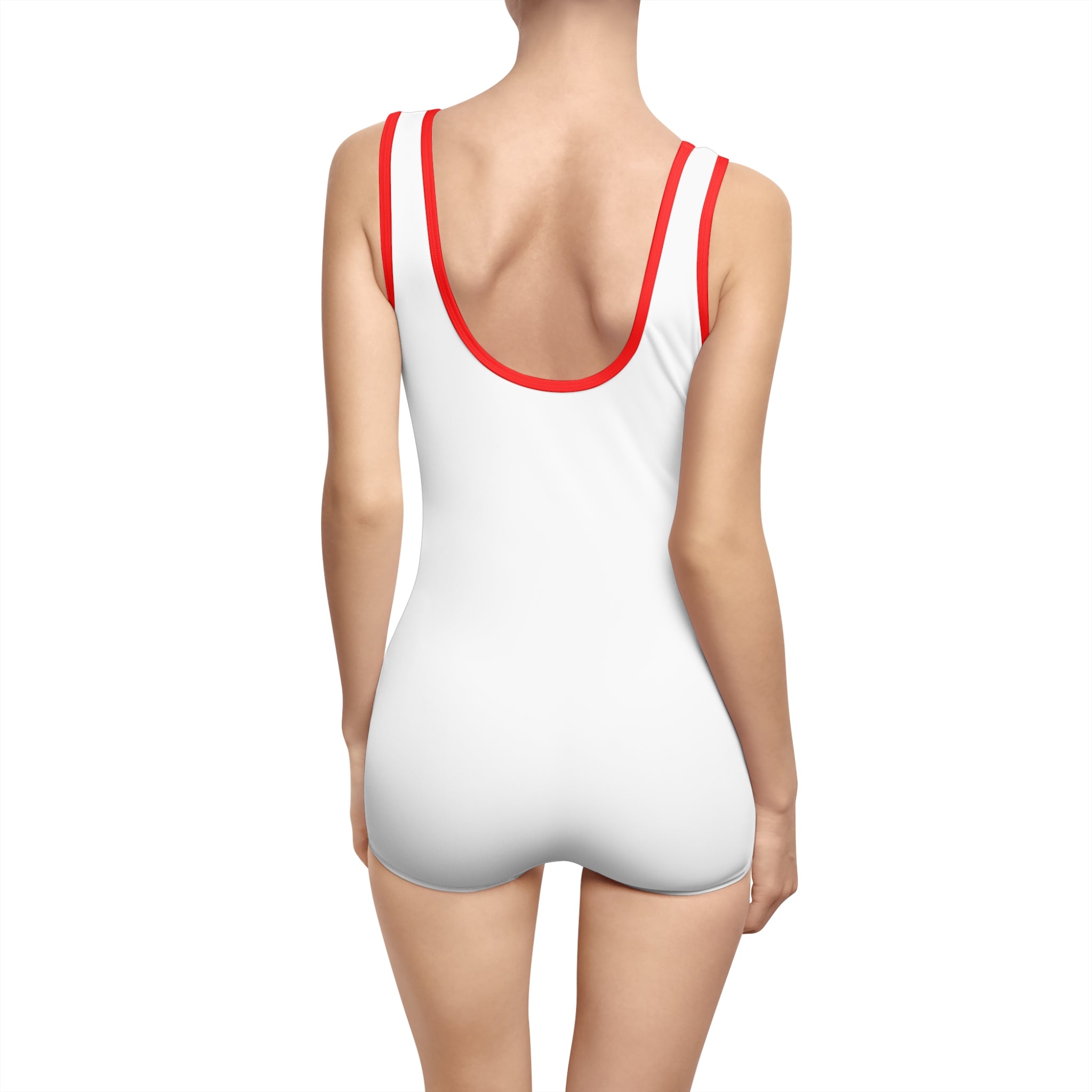Vintage Line Art One-Piece Swimsuit — Minimalist Female Silhouette