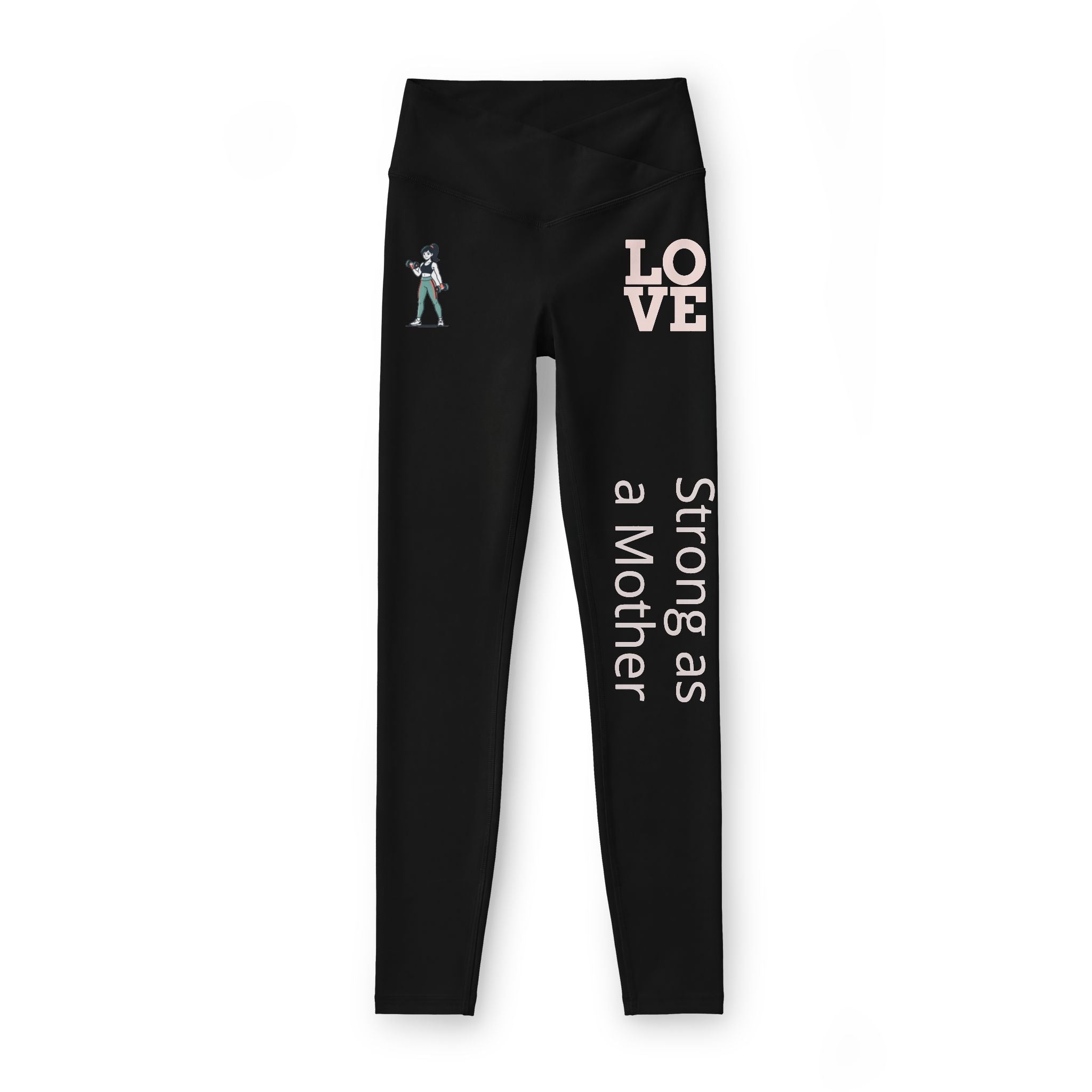 Strong as a Mother Leggings — 'LOVE' Graphic Women's Active Yoga Pants