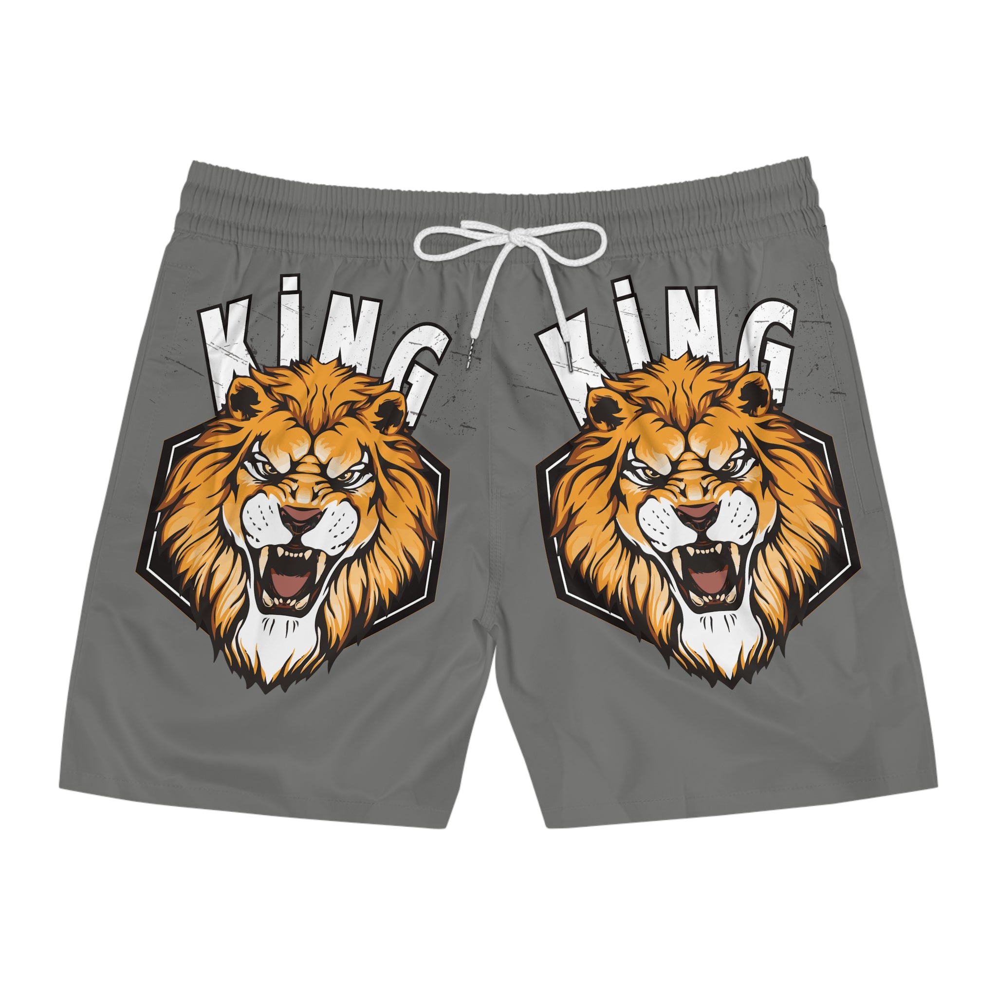 King Lion Swim Shorts — Men's Mid-Length Graphic Beach Trunks