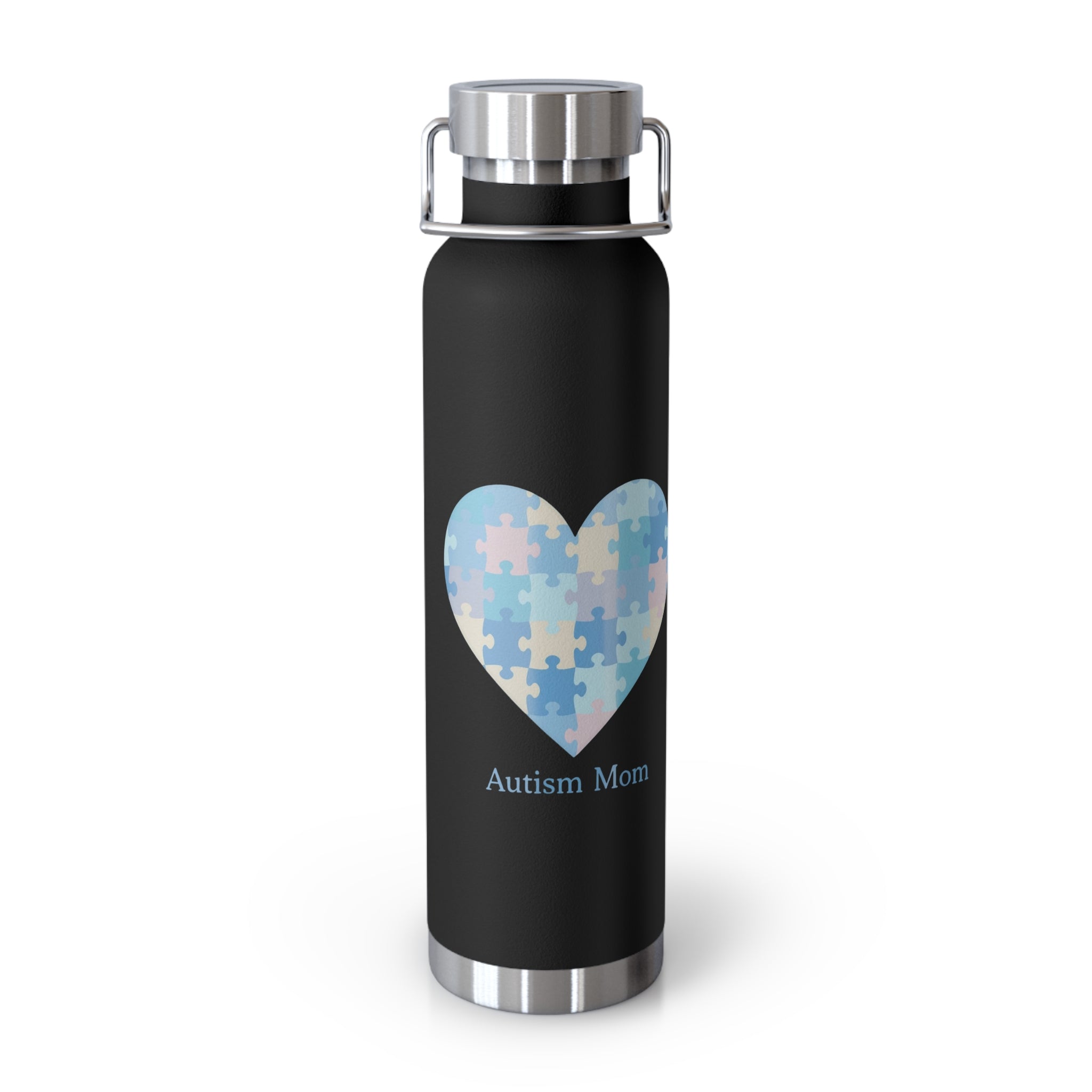 Autism Mom Puzzle Heart Copper Insulated Bottle — 22oz Vacuum Flask