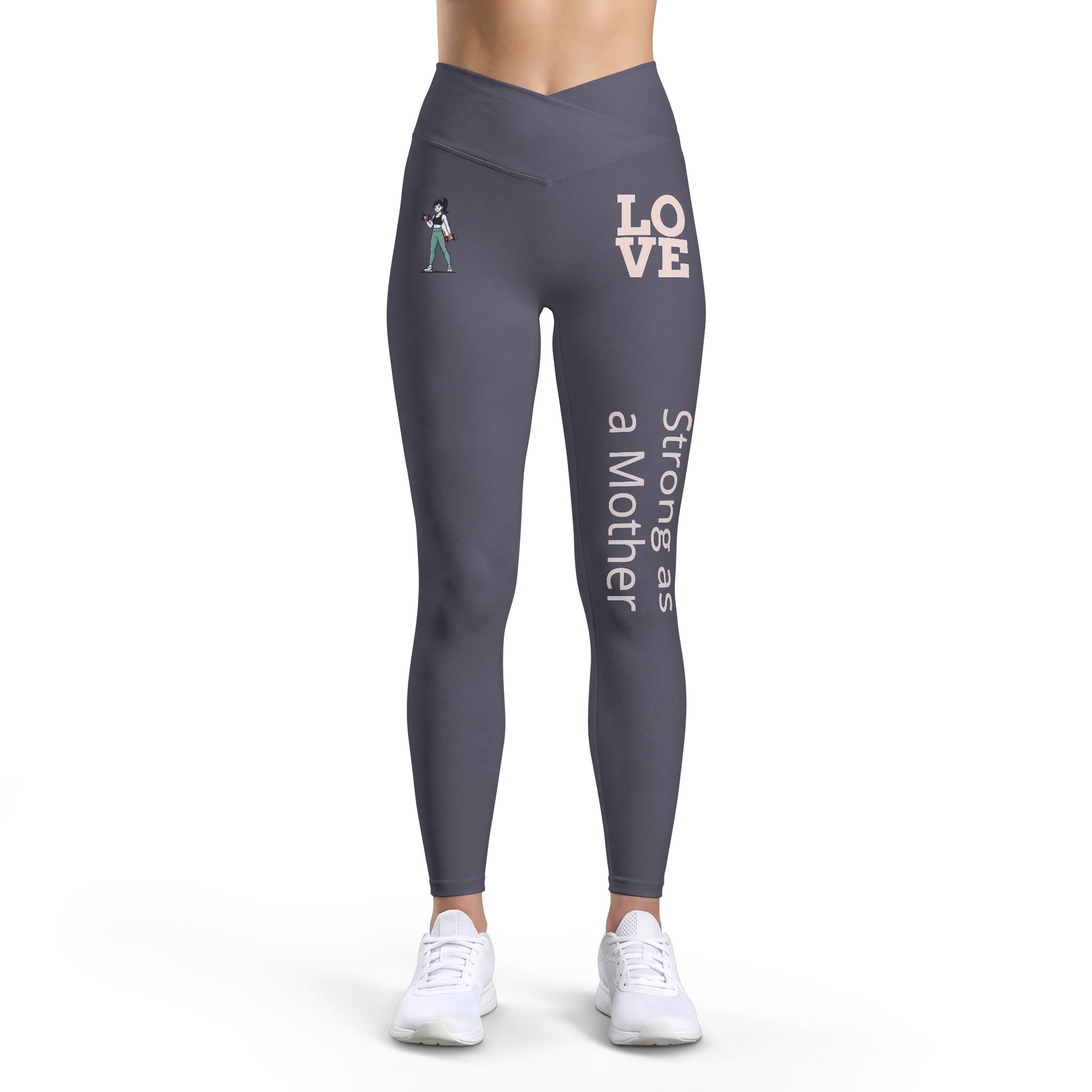 Strong as a Mother Leggings — 'LOVE' Graphic Women's Active Yoga Pants