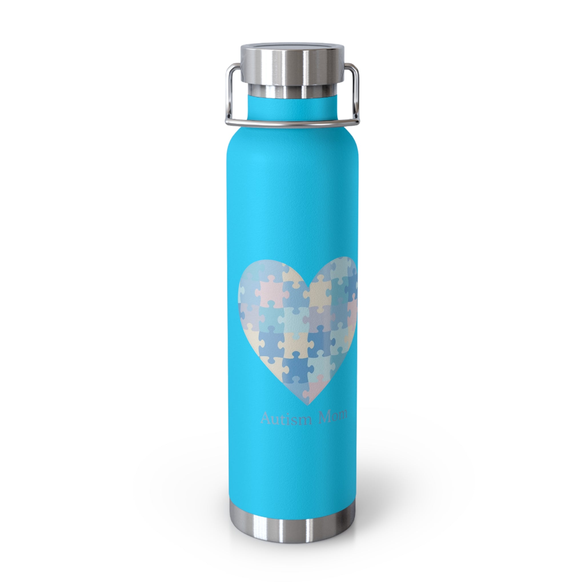 Autism Mom Puzzle Heart Copper Insulated Bottle — 22oz Vacuum Flask
