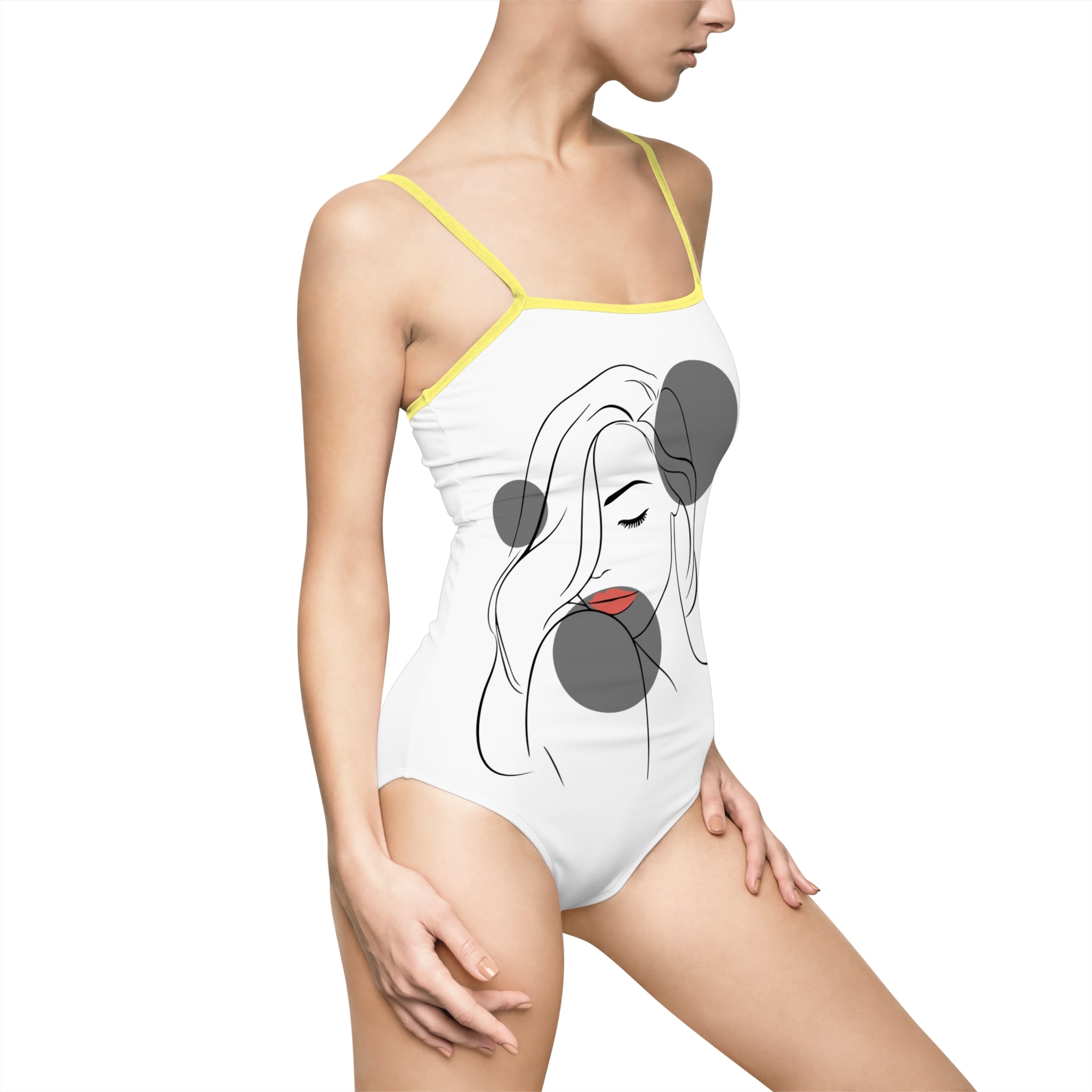 Minimalist Line Art Swimsuit — 'Push Your Limits' One-Piece