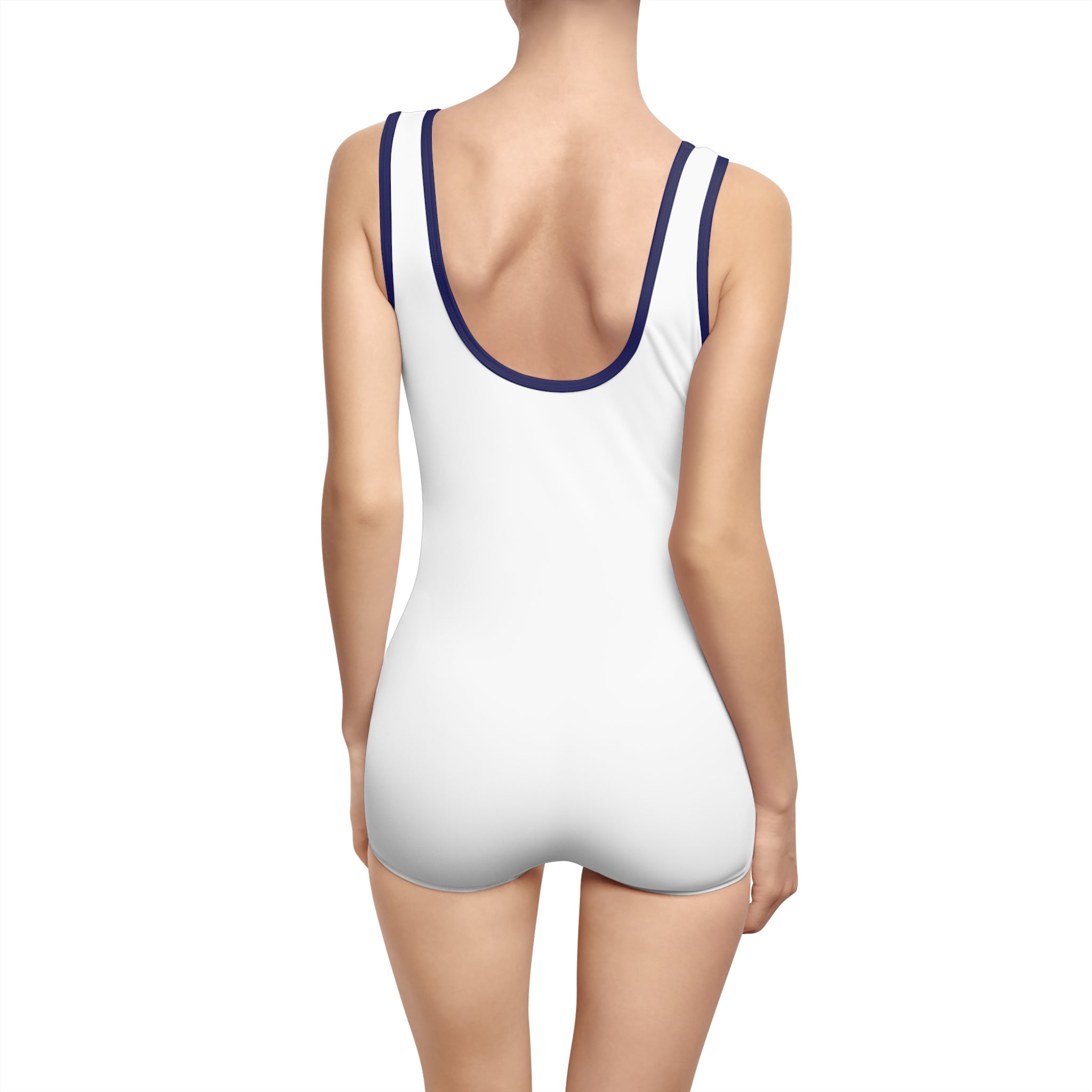 Vintage Line Art One-Piece Swimsuit — Minimalist Female Silhouette