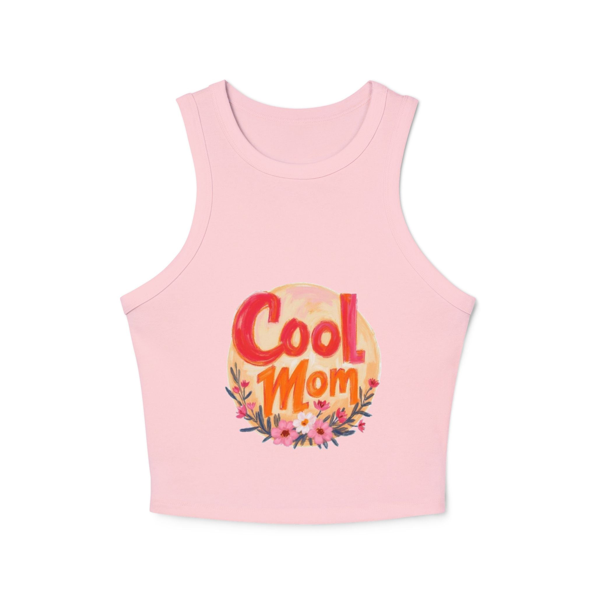 Cool Mom Racer Tank — Women's 'Cool Mom' Floral Micro Rib Tank Top (LOVE Back)