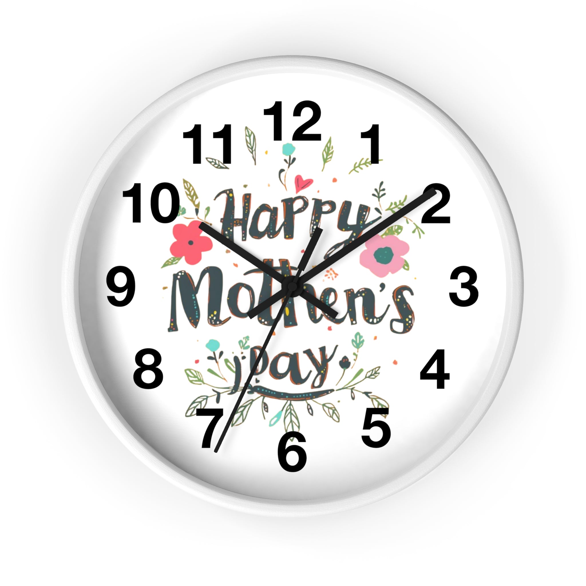 Mother's Day Wall Clock — 'Happy Mother's Day' Floral Decorative Clock