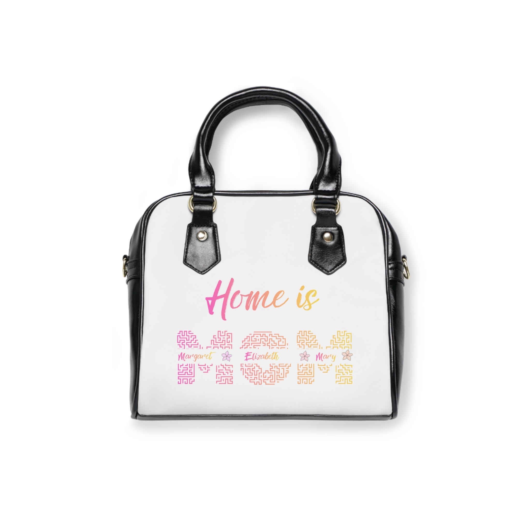 Shoulder Handbag — "Home Is Patch" Floral Script Shoulder Handbag