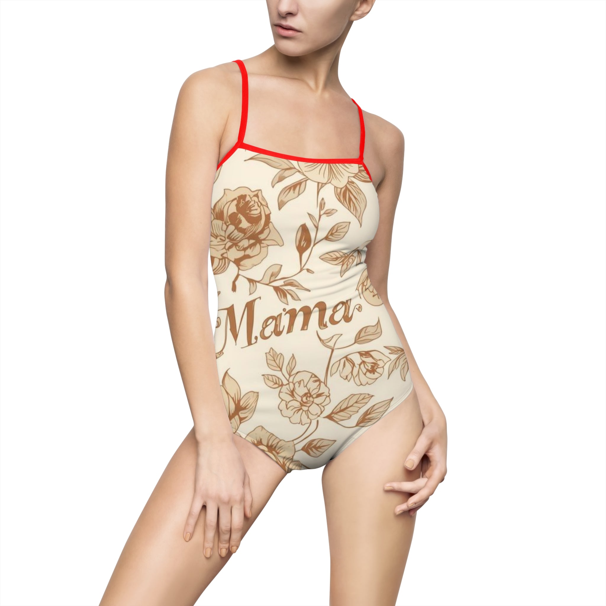 Mama Floral One-Piece Swimsuit — Vintage Rose Mother's Day Swimwear