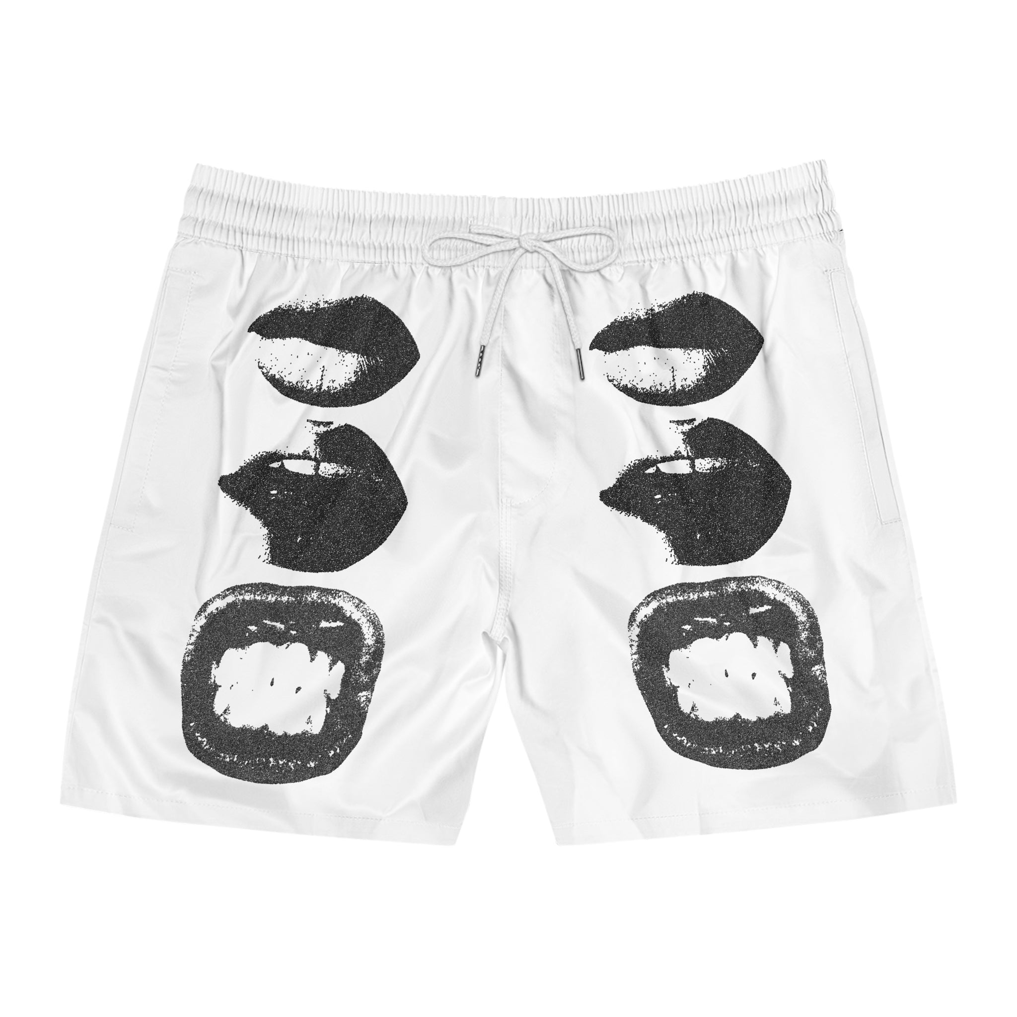 Men's Swim Shorts — Monochrome Pop-Art Lips Print