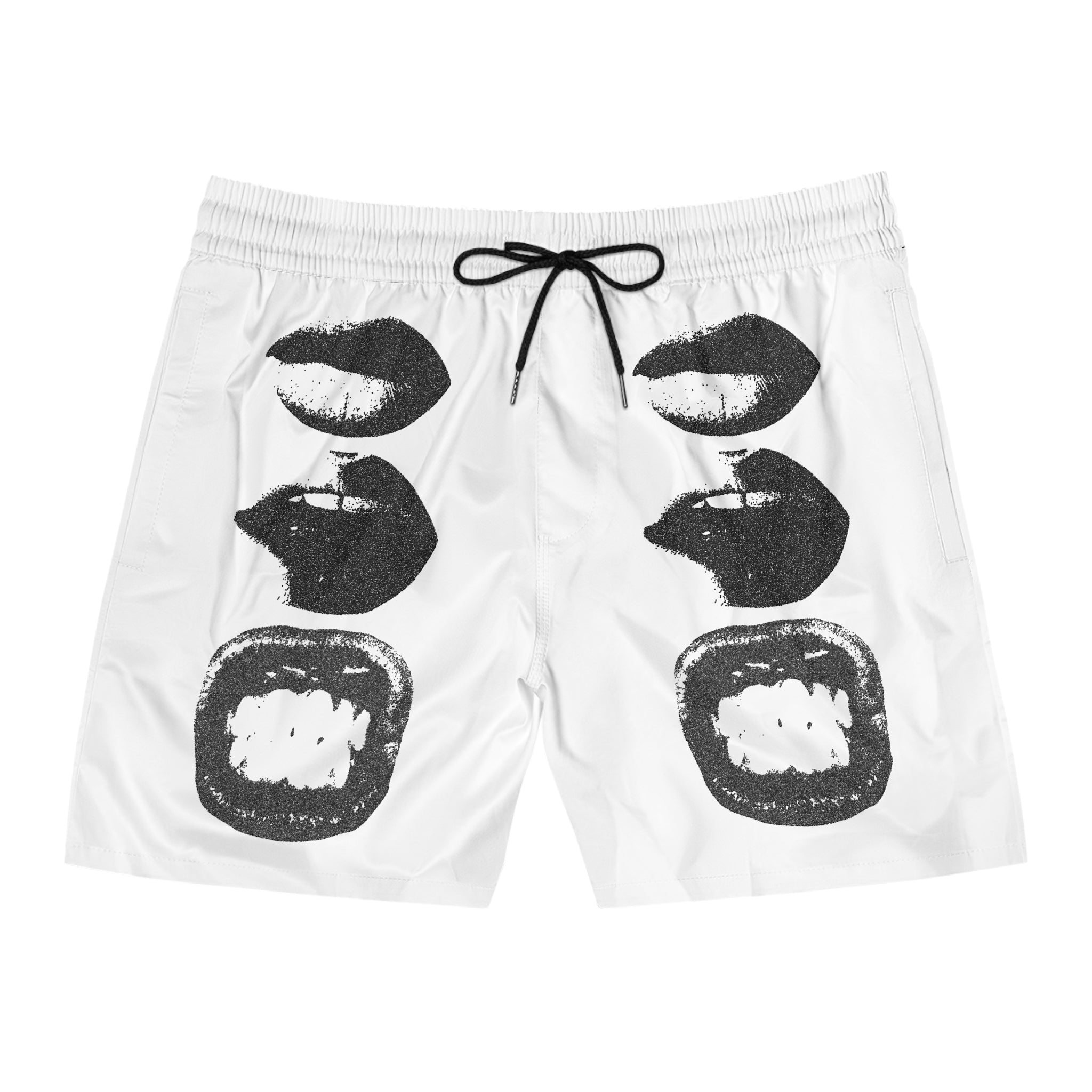 Men's Swim Shorts — Monochrome Pop-Art Lips Print