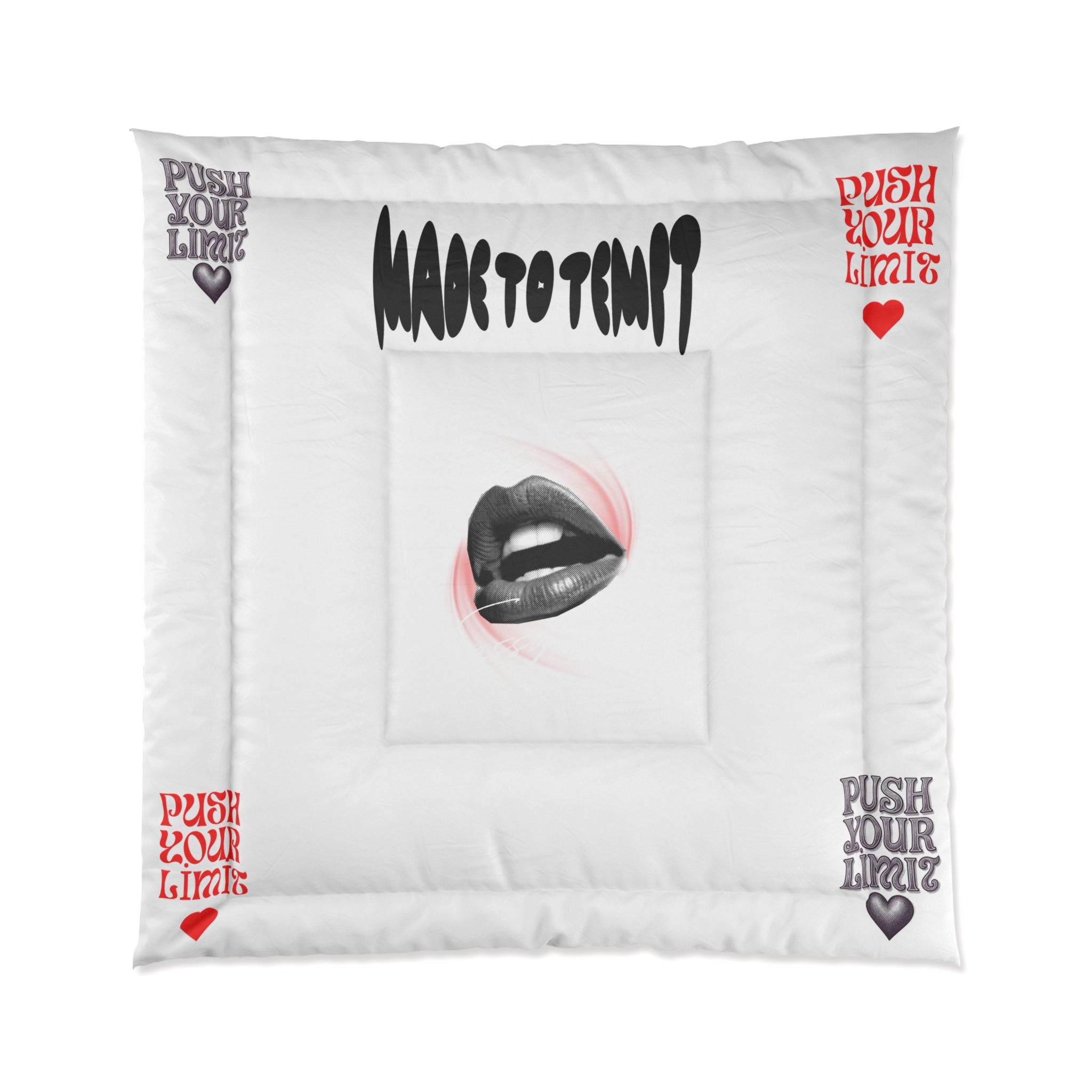 Lip Print Comforter – "Push Your Limits" Accent Bedspread