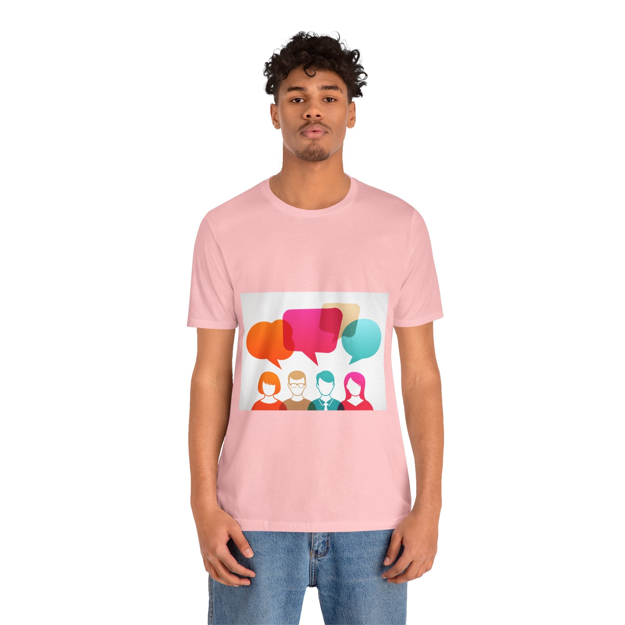 Conversation Crew Graphic Tee — Colorful Speech Bubble Design