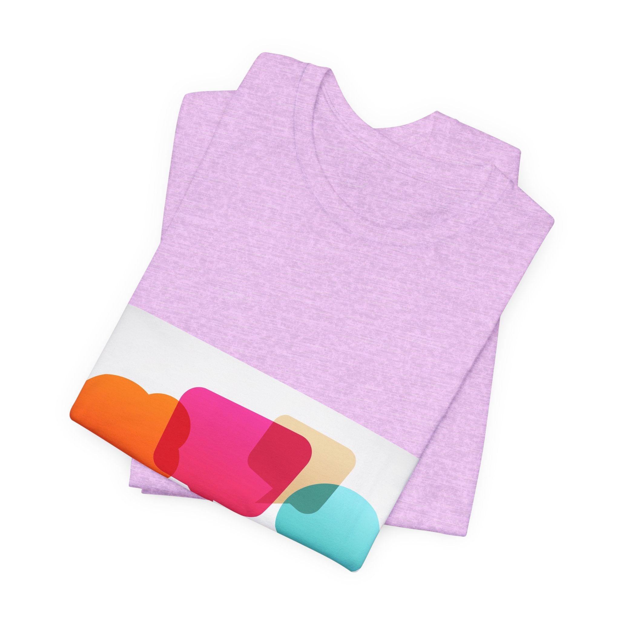 Conversation Crew Graphic Tee — Colorful Speech Bubble Design