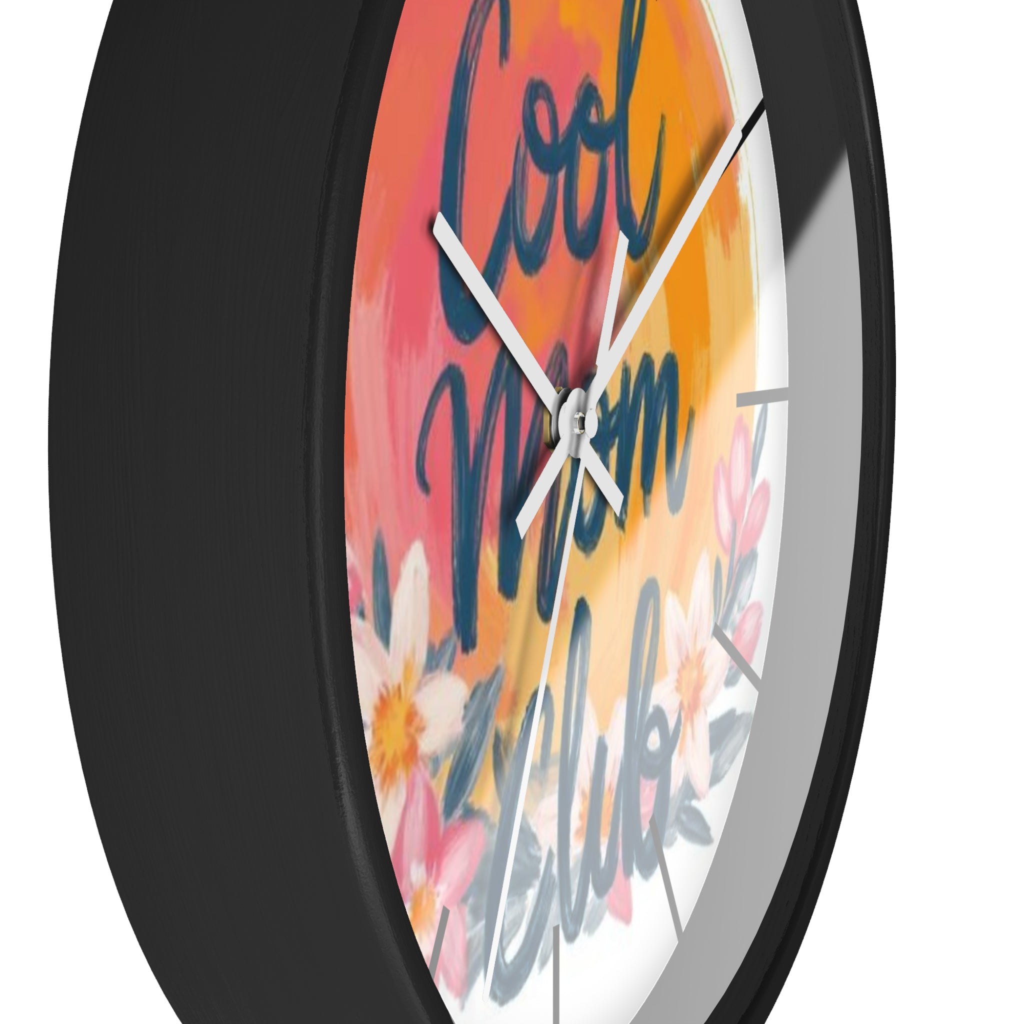 Cool Mom Club Wall Clock — Floral Sunburst Decorative Clock for Mother's Day & Home