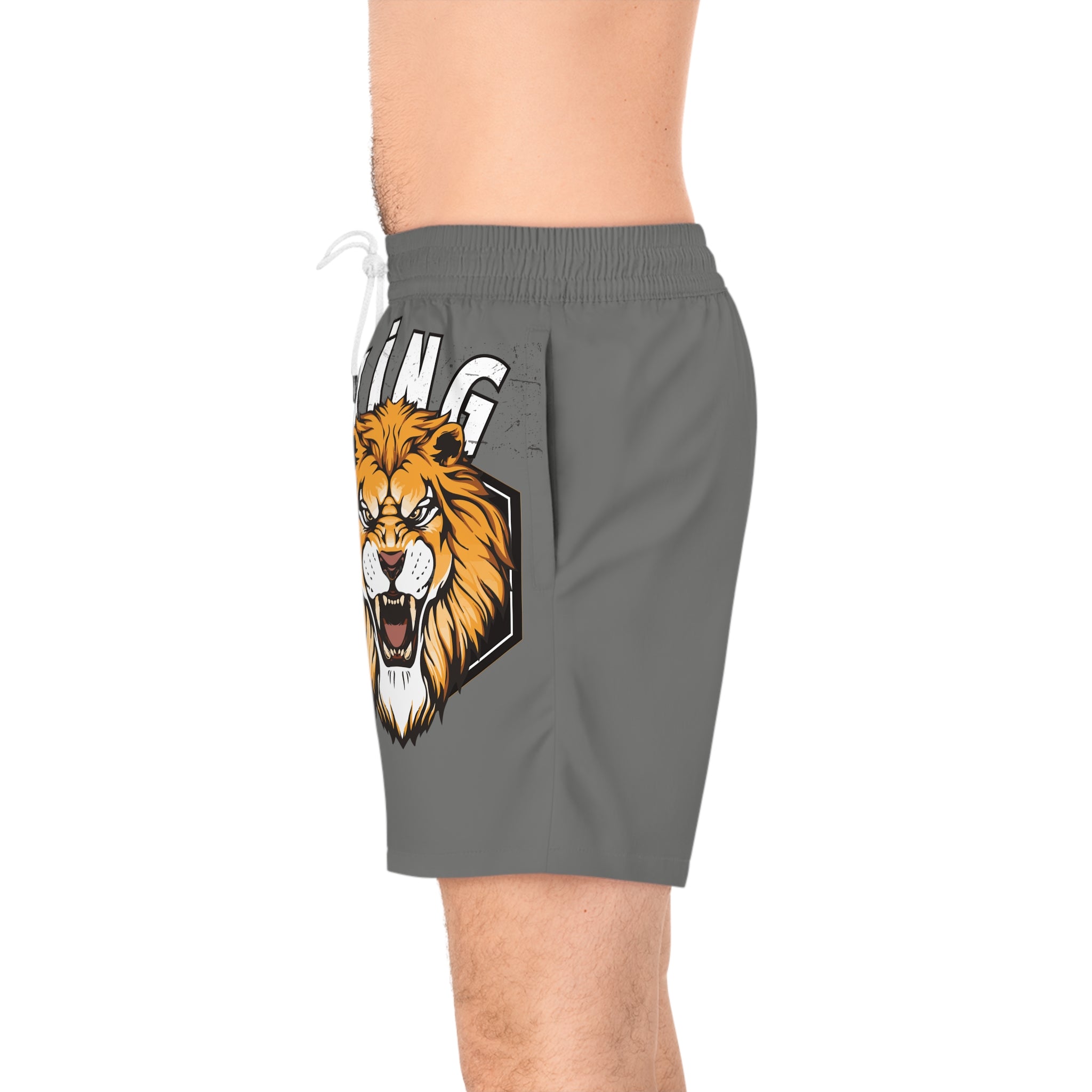 King Lion Swim Shorts — Men's Mid-Length Graphic Beach Trunks