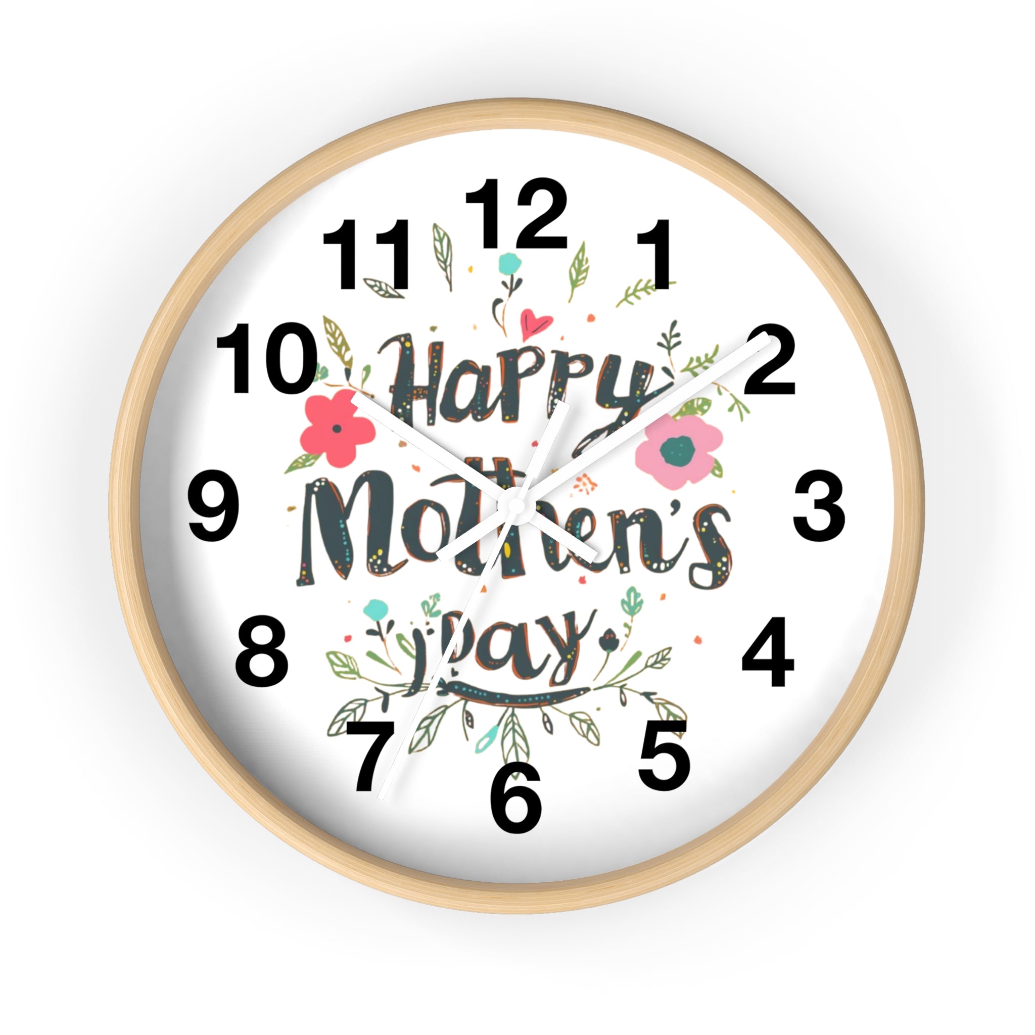 Mother's Day Wall Clock — 'Happy Mother's Day' Floral Decorative Clock