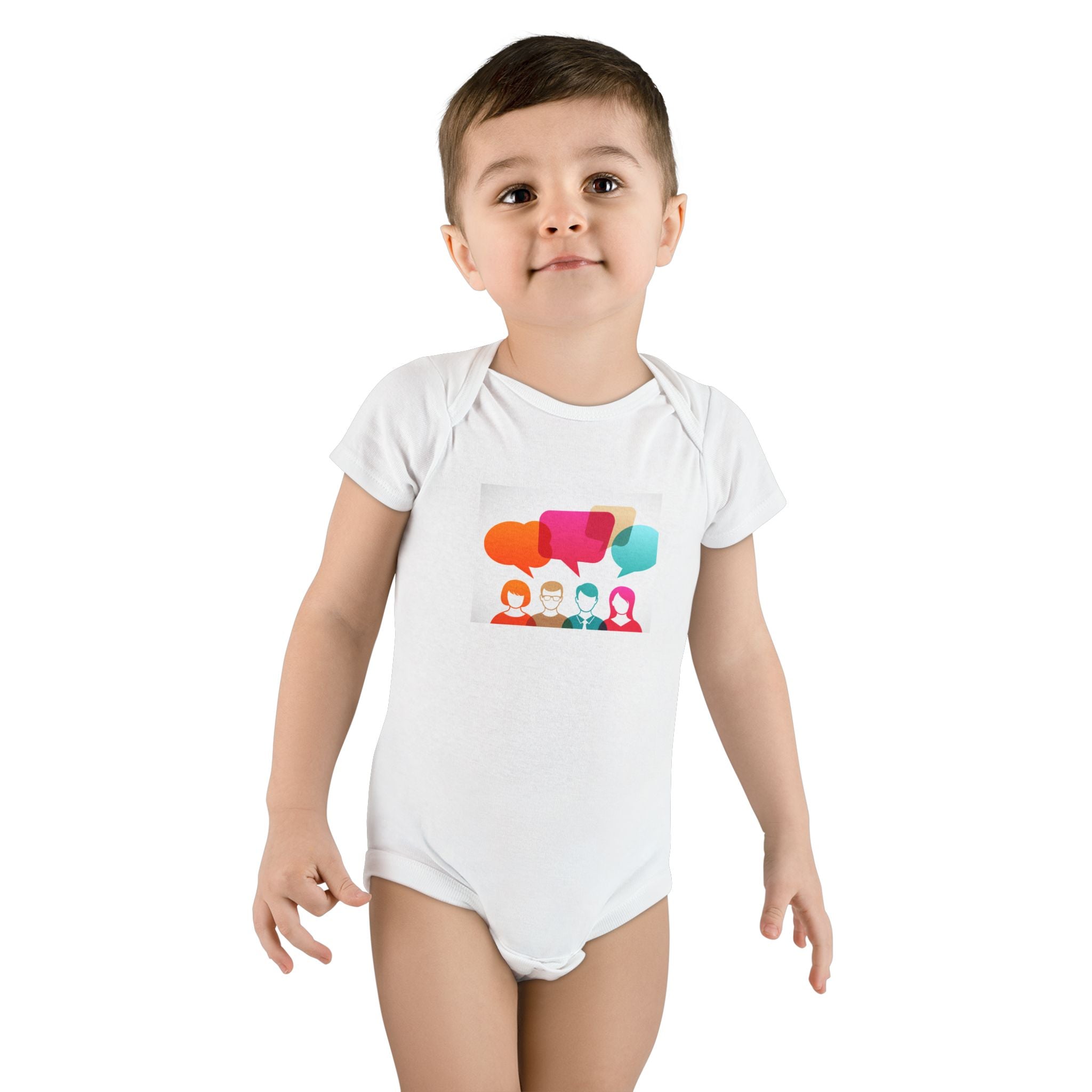 Organic Baby Onesie with Colorful Conversation Icons – Cute Social Media Speech Bubble Bodysuit for Newborns