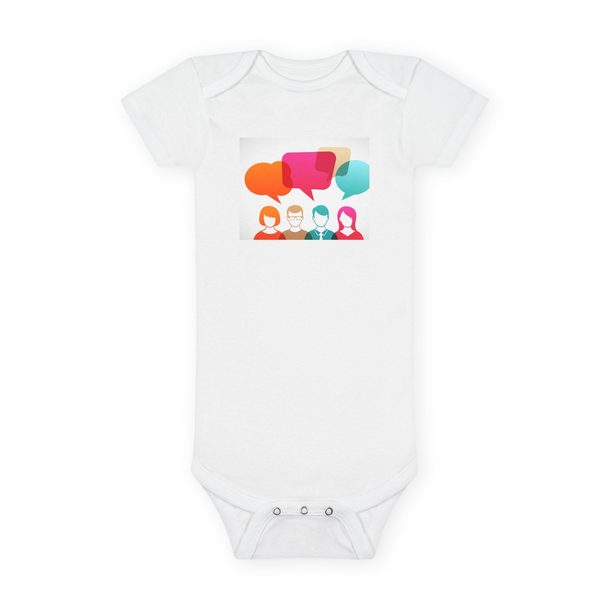 Organic Baby Onesie with Colorful Conversation Icons – Cute Social Media Speech Bubble Bodysuit for Newborns