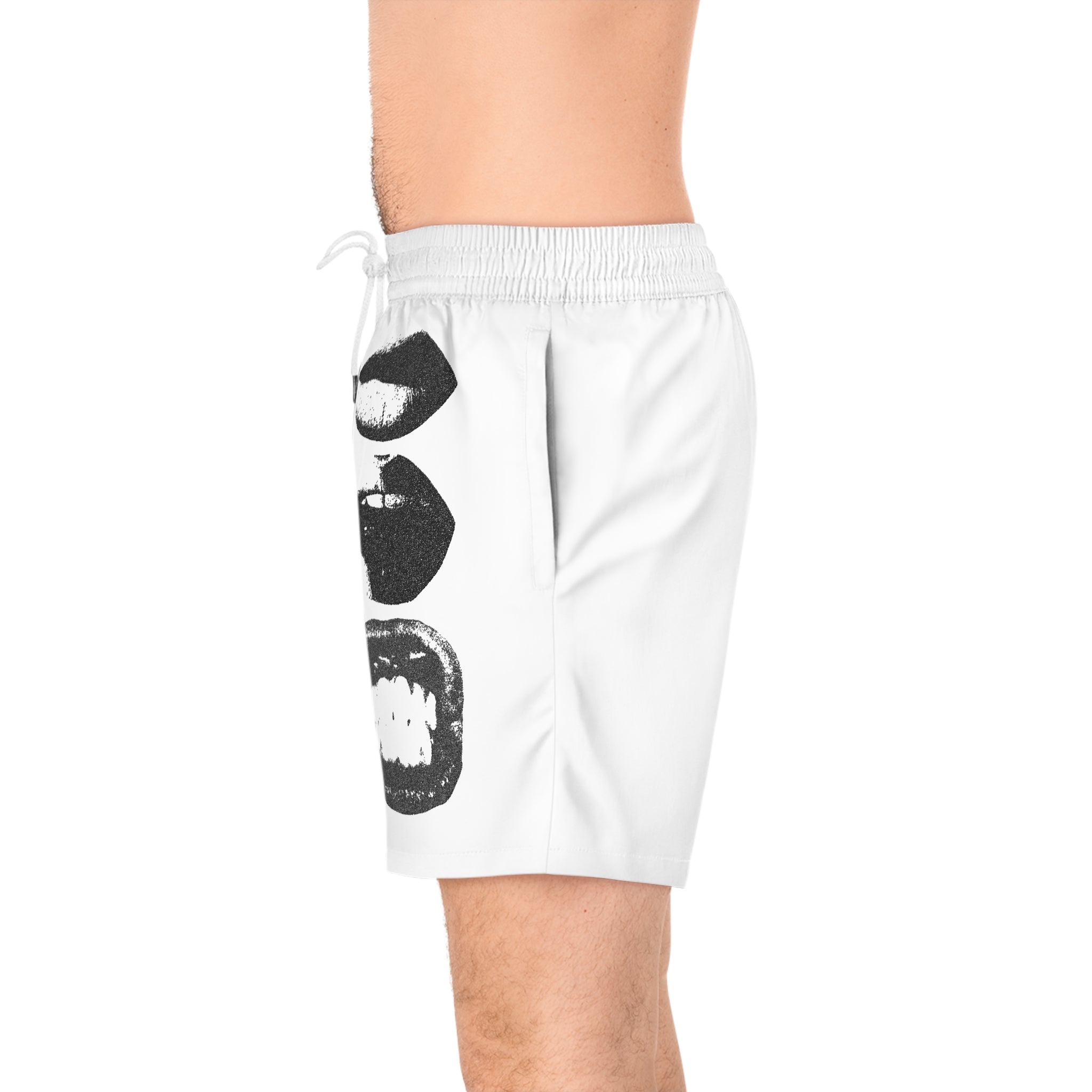 Men's Swim Shorts — Monochrome Pop-Art Lips Print
