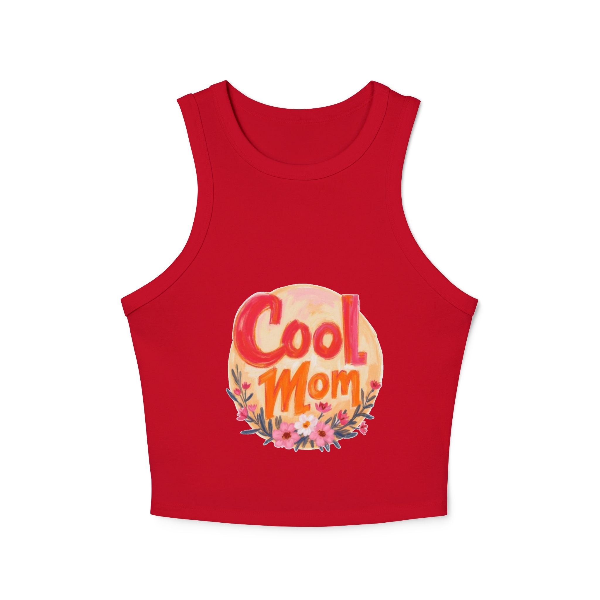 Cool Mom Racer Tank — Women's 'Cool Mom' Floral Micro Rib Tank Top (LOVE Back)