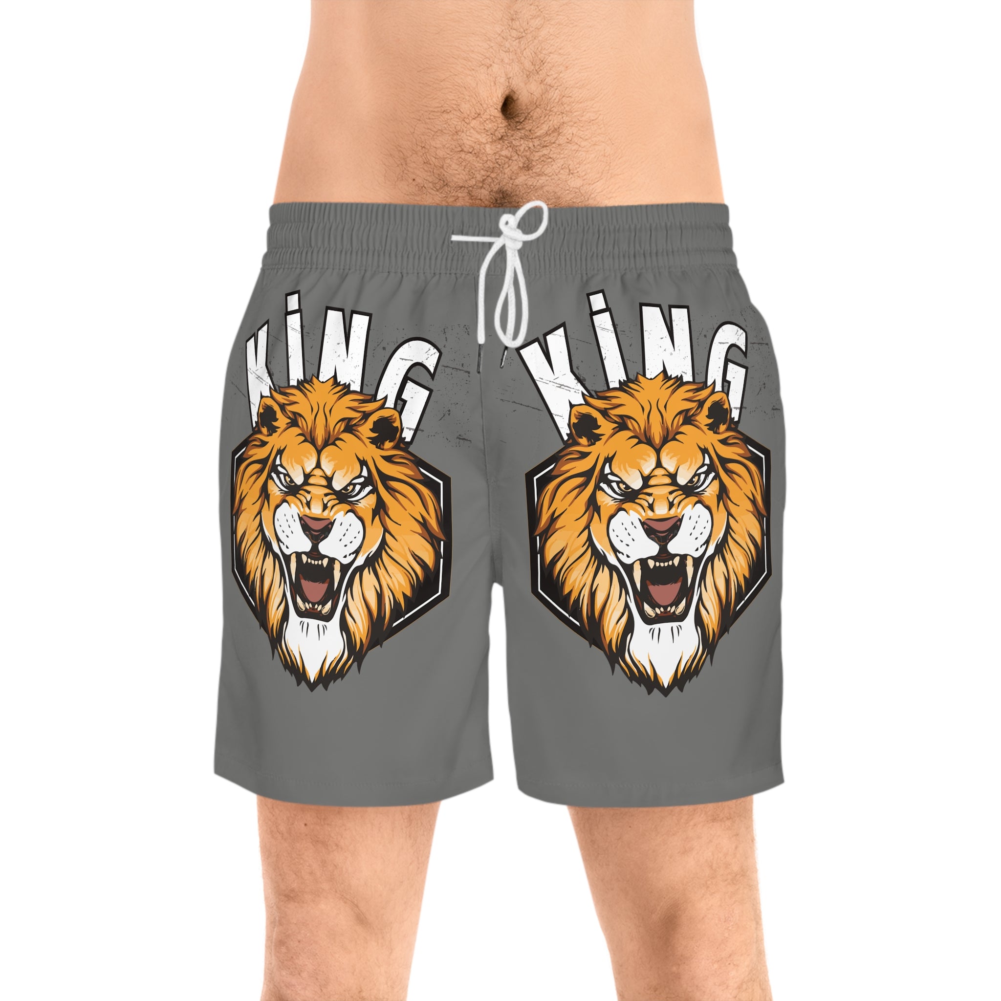 King Lion Swim Shorts — Men's Mid-Length Graphic Beach Trunks