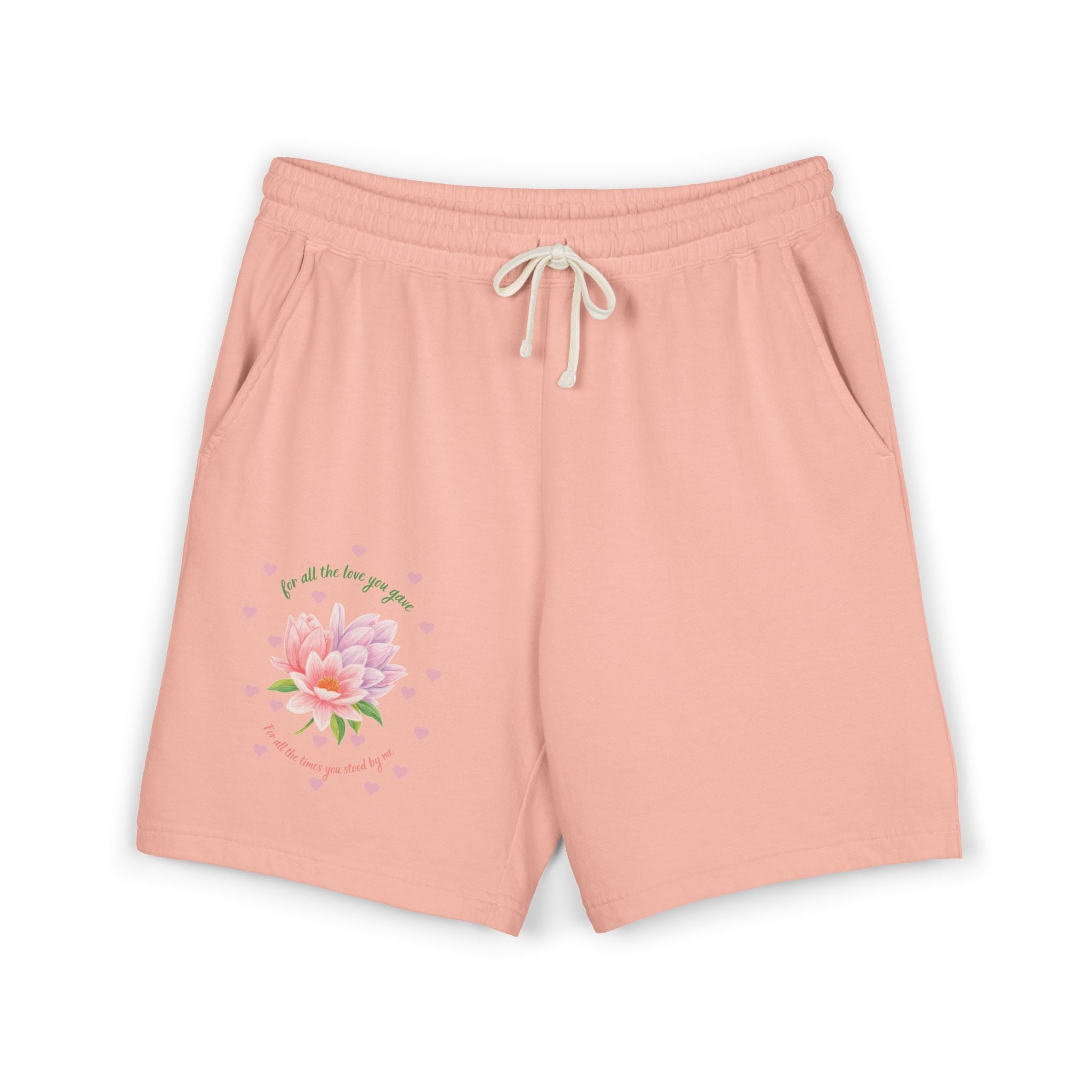 Floral Heart Blossom Sweat Shorts — "All the Love You Give" Lightweight Fleece
