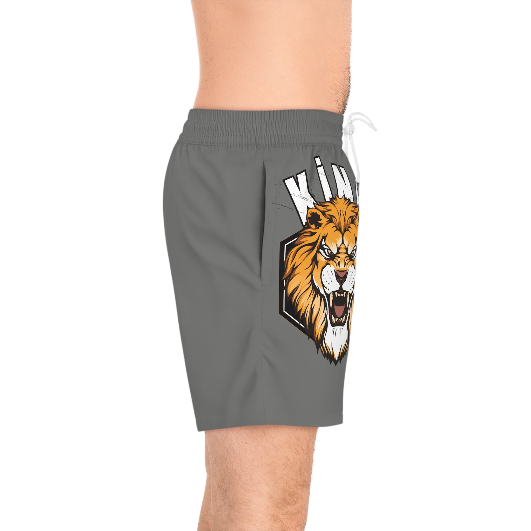King Lion Swim Shorts — Men's Mid-Length Graphic Beach Trunks