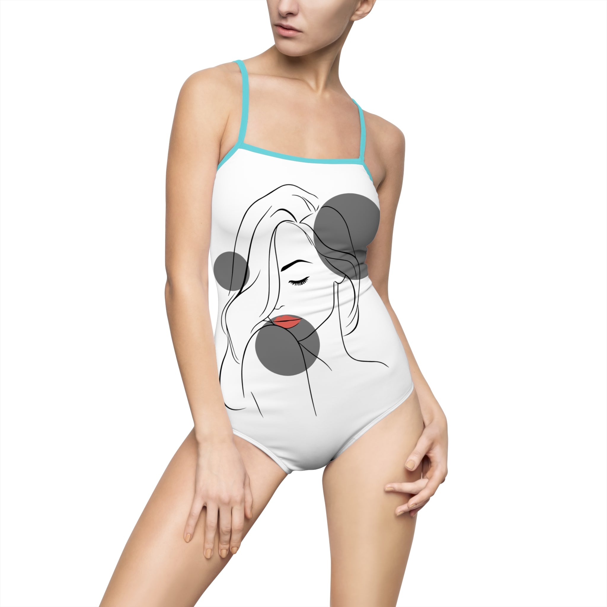 Minimalist Line Art Swimsuit — 'Push Your Limits' One-Piece