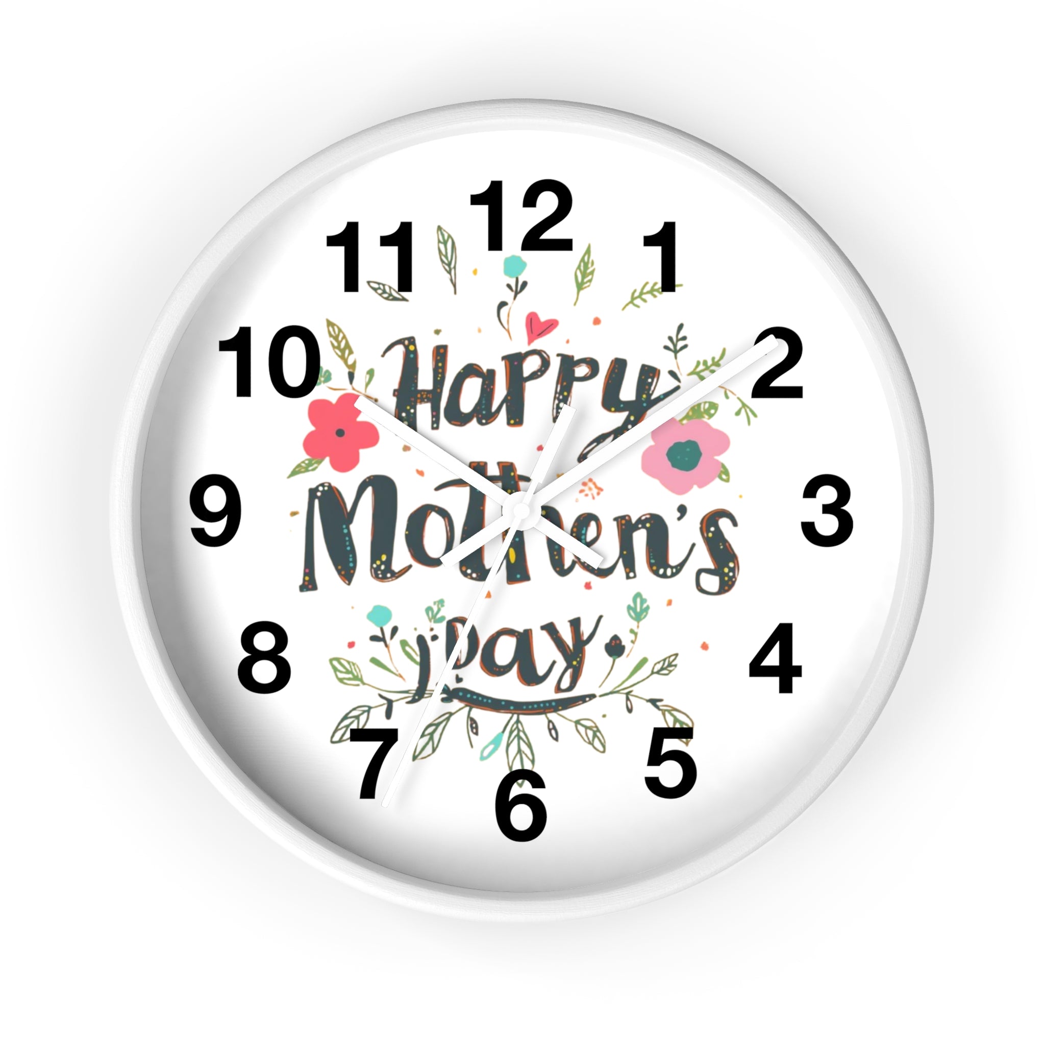 Mother's Day Wall Clock — 'Happy Mother's Day' Floral Decorative Clock