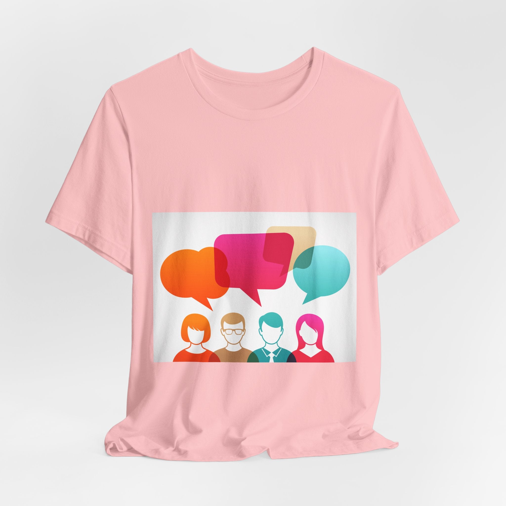 Conversation Crew Graphic Tee — Colorful Speech Bubble Design