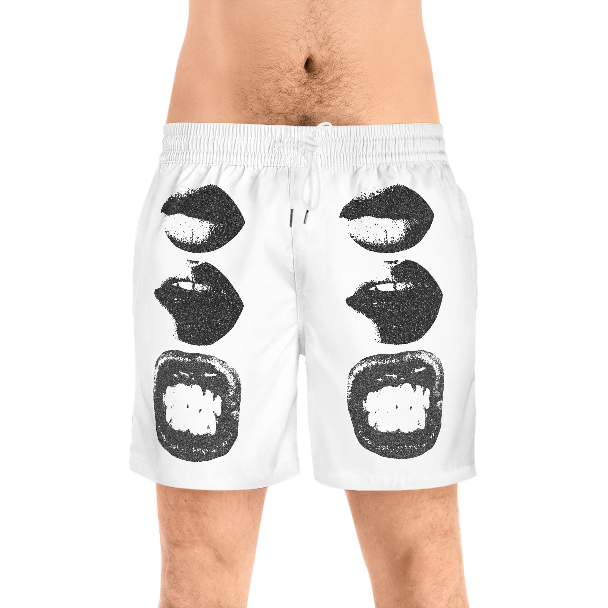 Men's Swim Shorts — Monochrome Pop-Art Lips Print