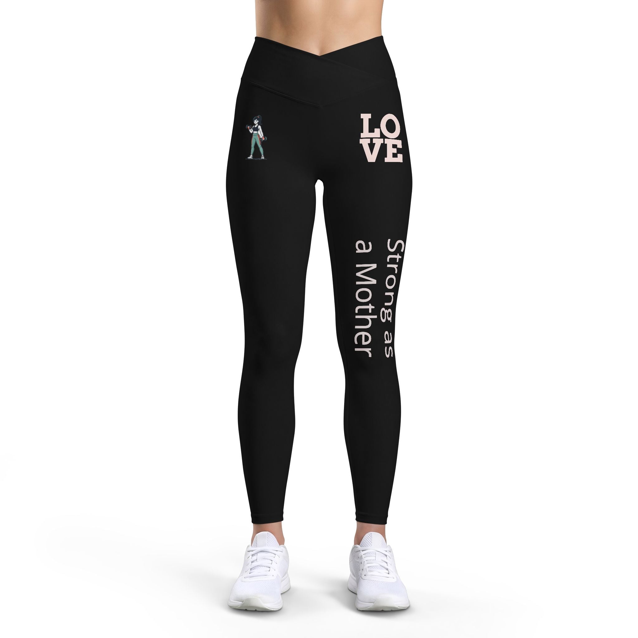 Strong as a Mother Leggings — 'LOVE' Graphic Women's Active Yoga Pants