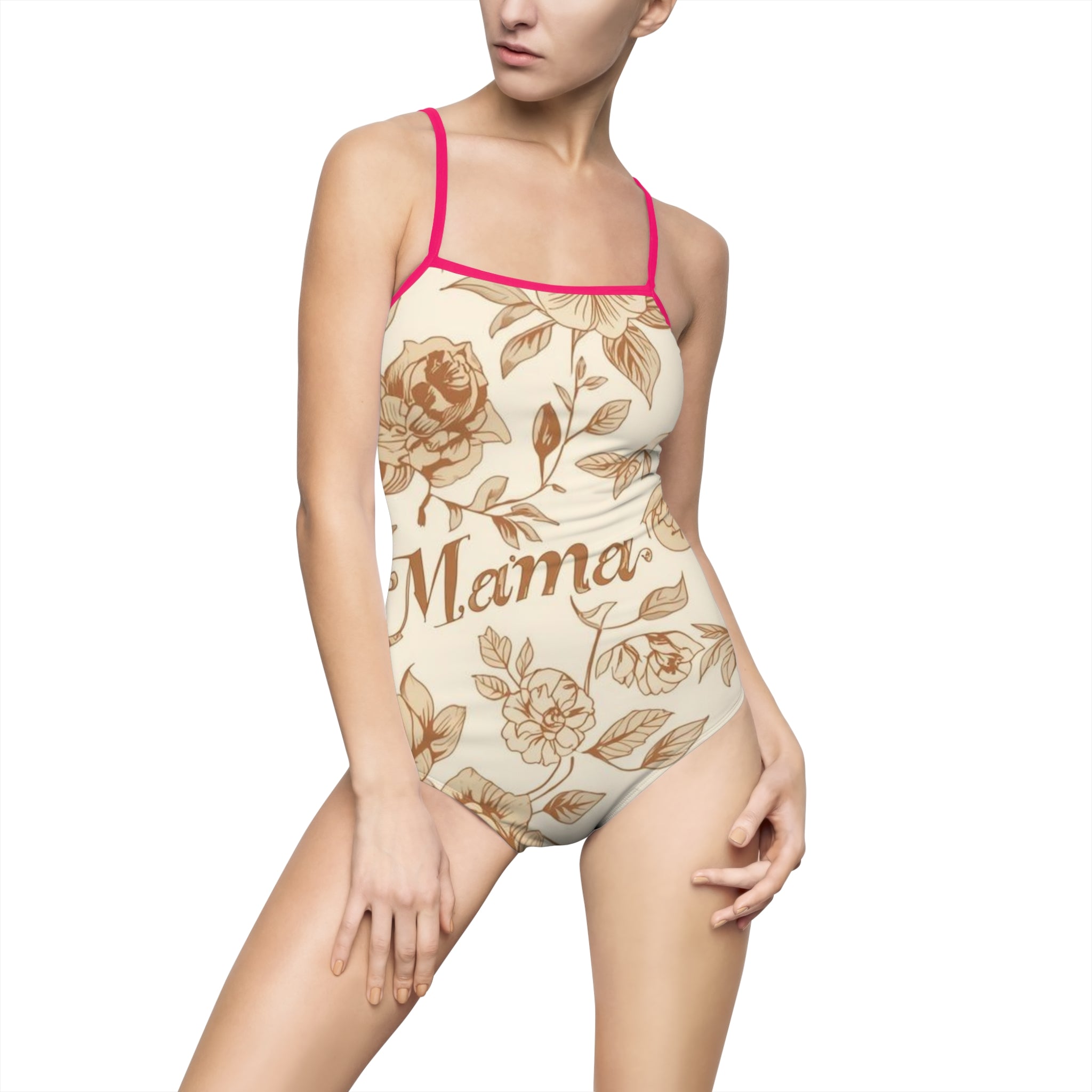 Mama Floral One-Piece Swimsuit — Vintage Rose Mother's Day Swimwear