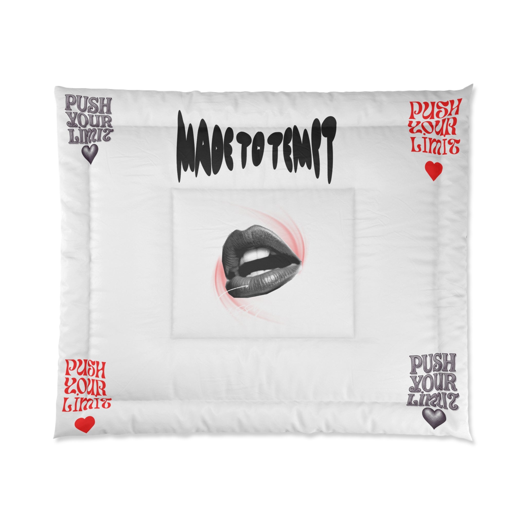 Lip Print Comforter – "Push Your Limits" Accent Bedspread