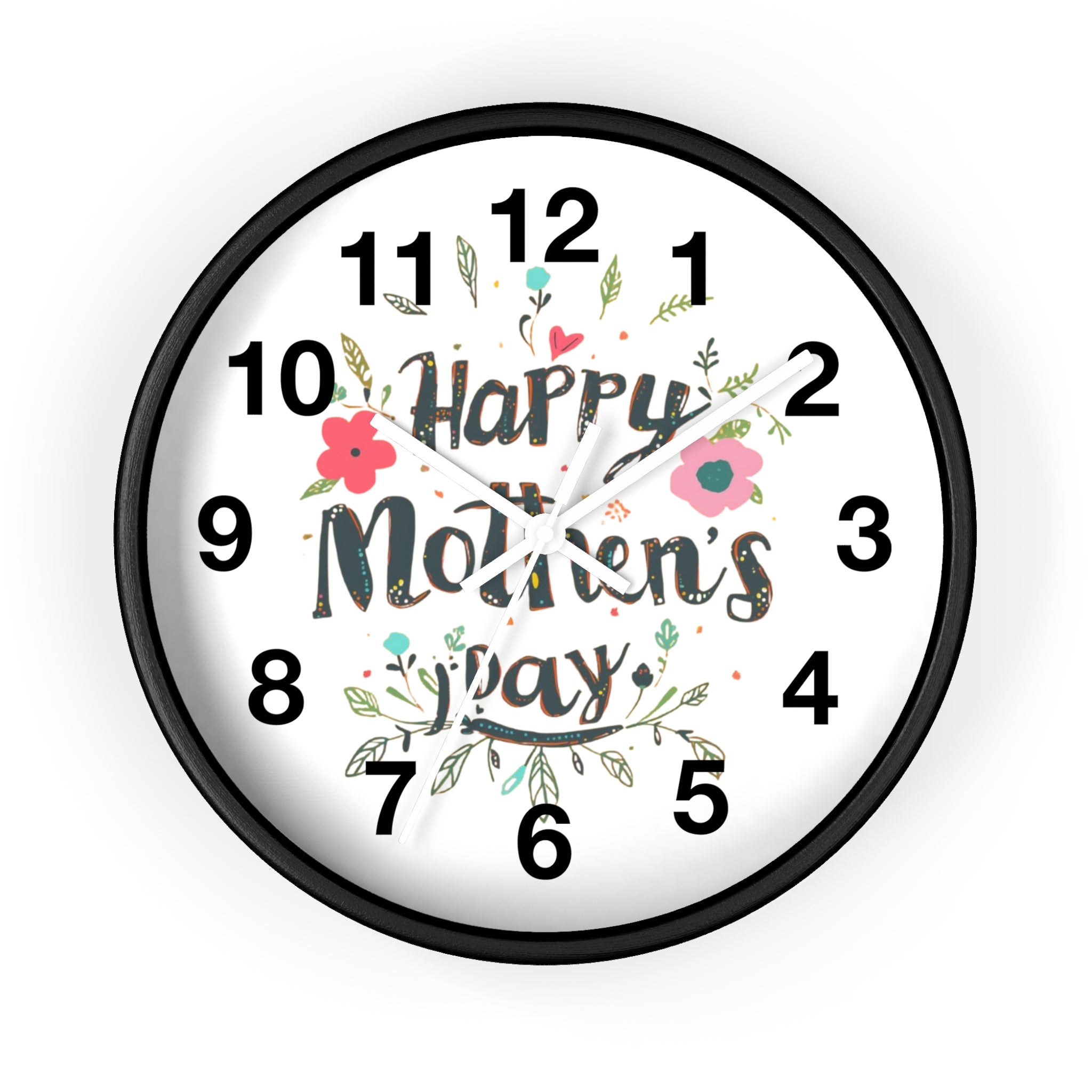 Mother's Day Wall Clock — 'Happy Mother's Day' Floral Decorative Clock