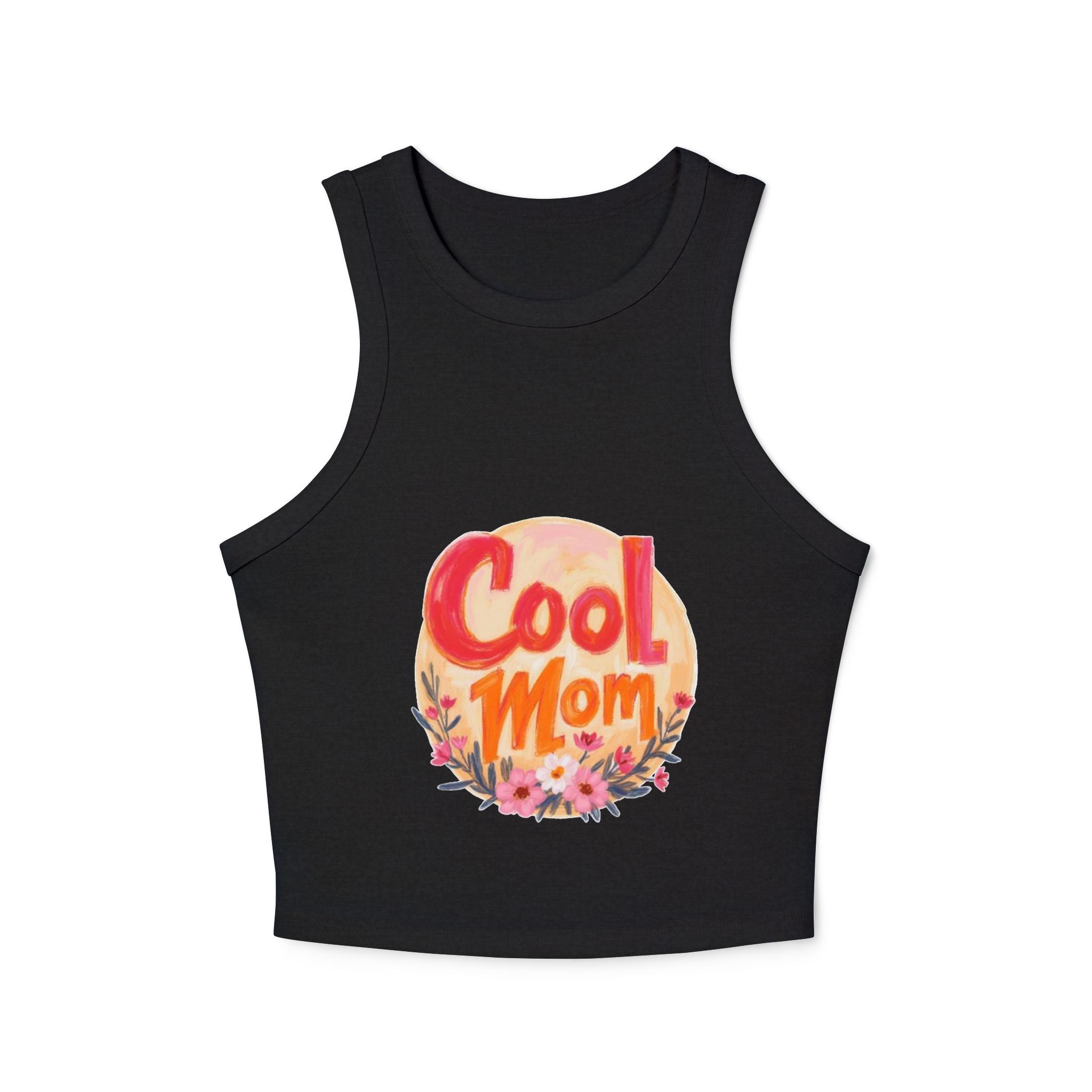 Cool Mom Racer Tank — Women's 'Cool Mom' Floral Micro Rib Tank Top (LOVE Back)