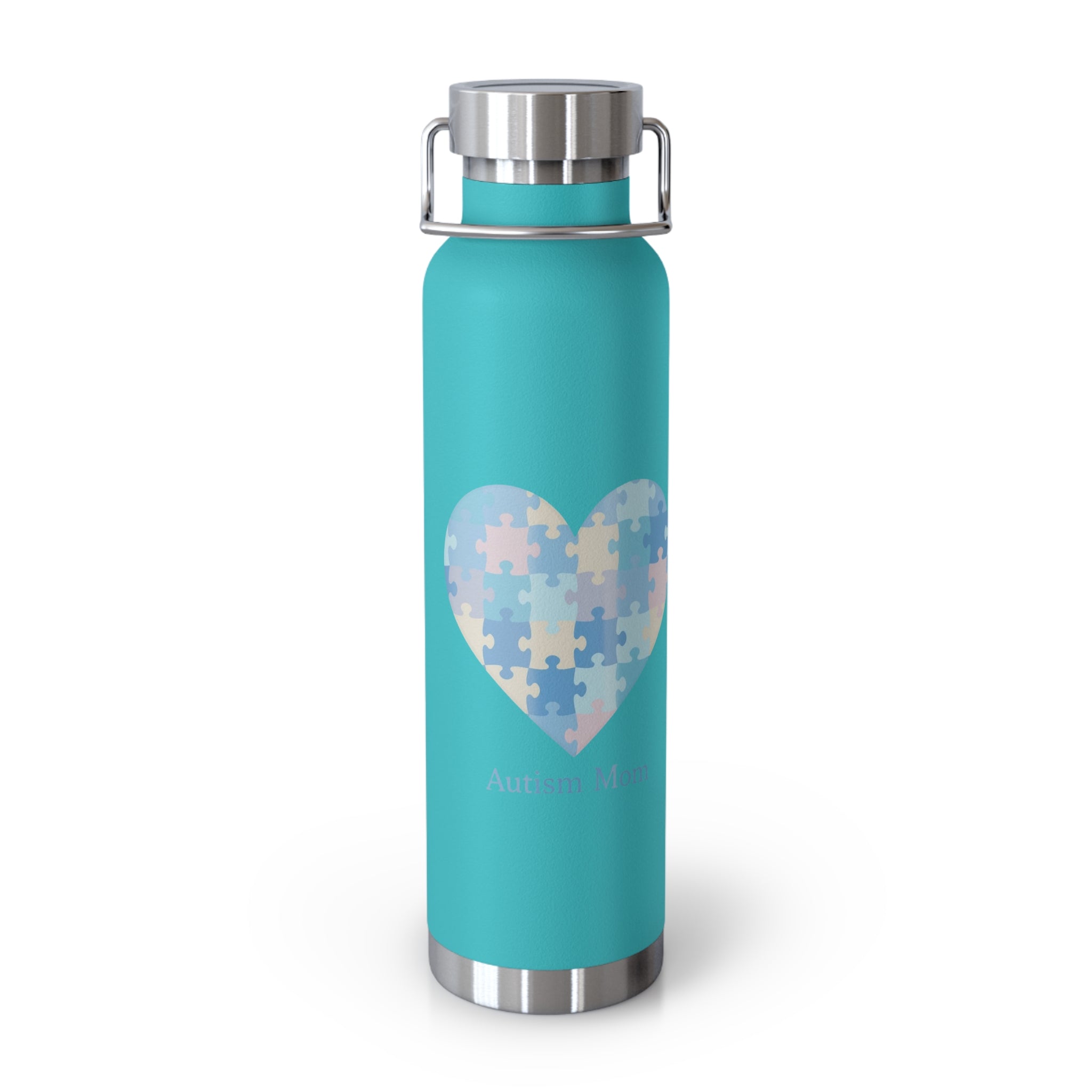 Autism Mom Puzzle Heart Copper Insulated Bottle — 22oz Vacuum Flask
