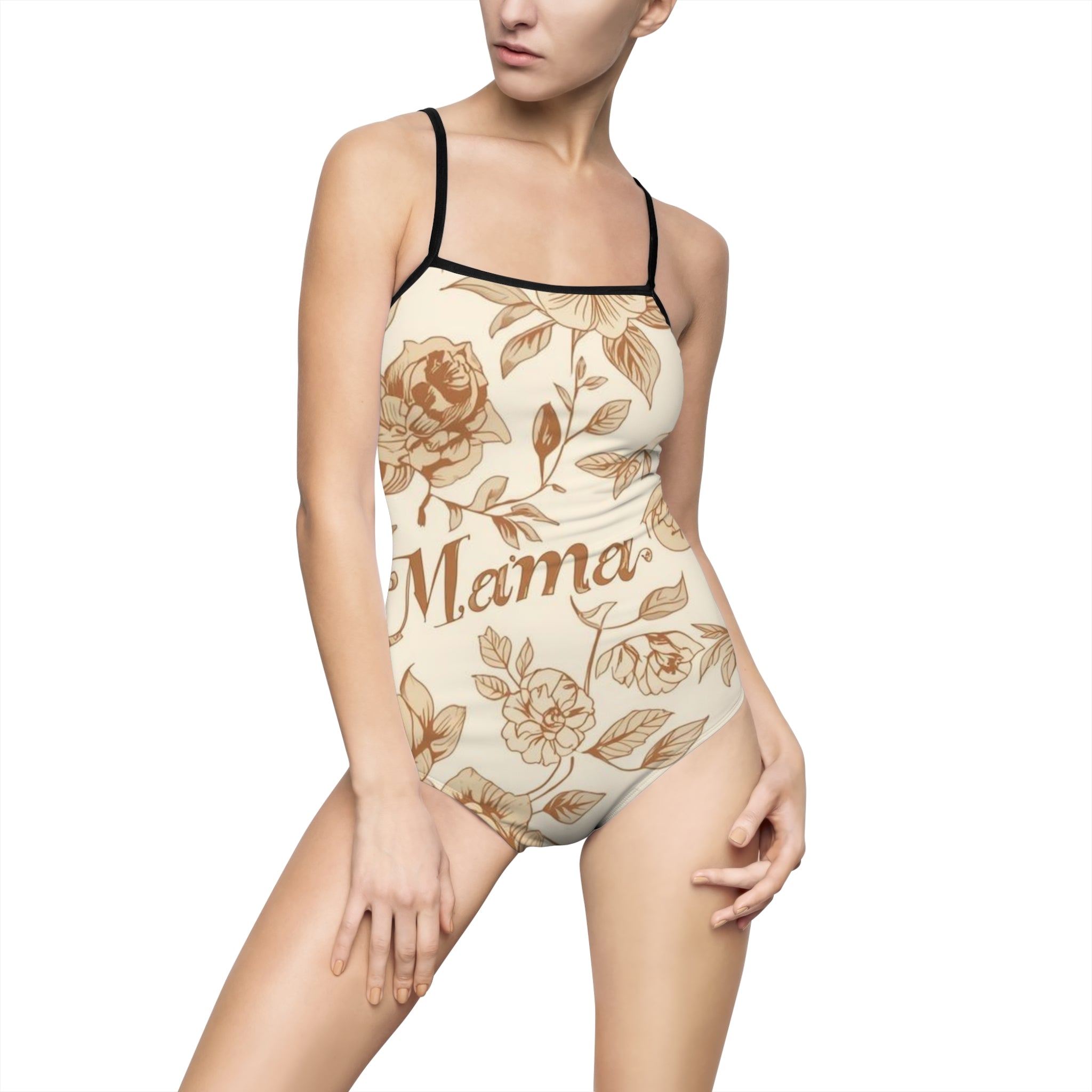 Mama Floral One-Piece Swimsuit — Vintage Rose Mother's Day Swimwear