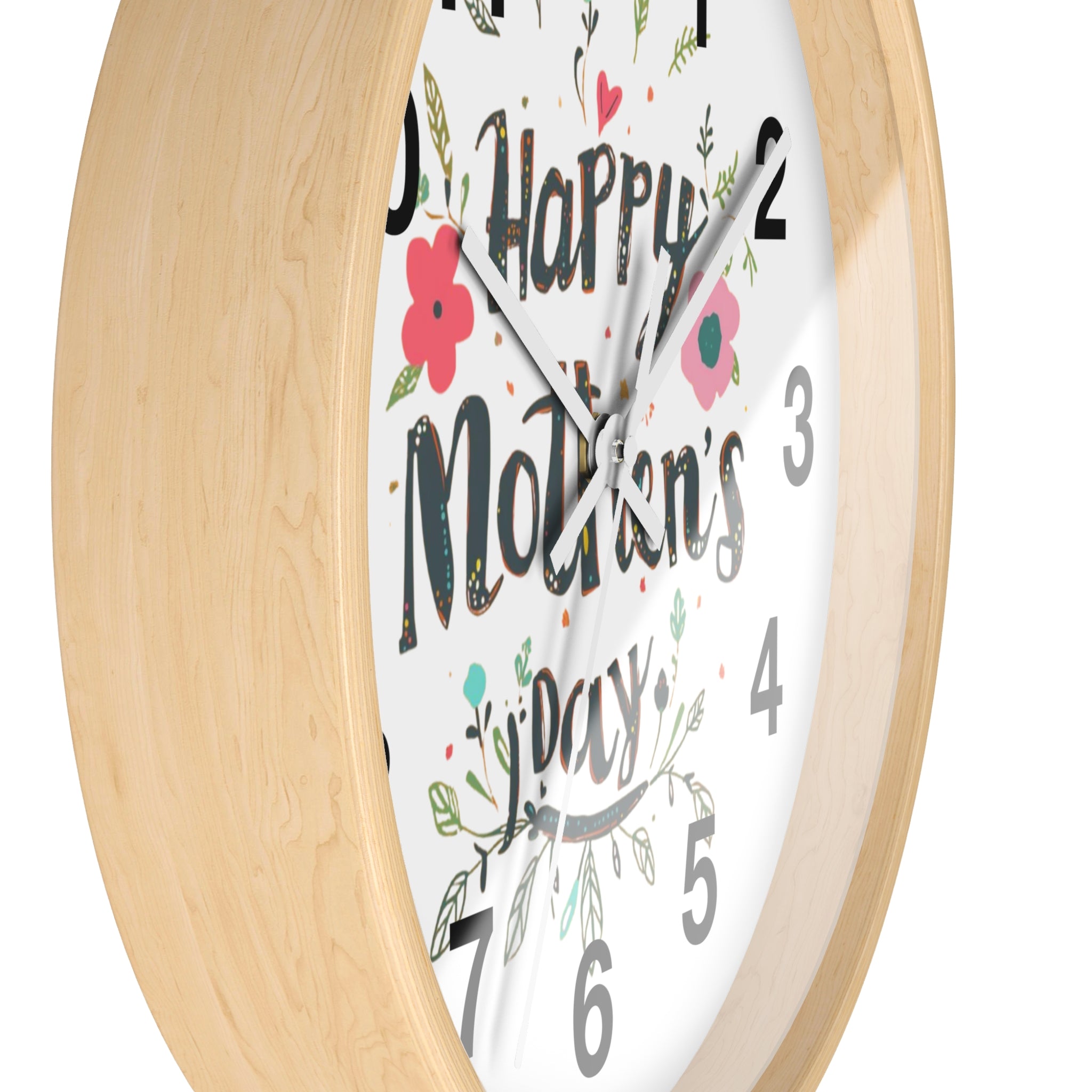 Mother's Day Wall Clock — 'Happy Mother's Day' Floral Decorative Clock