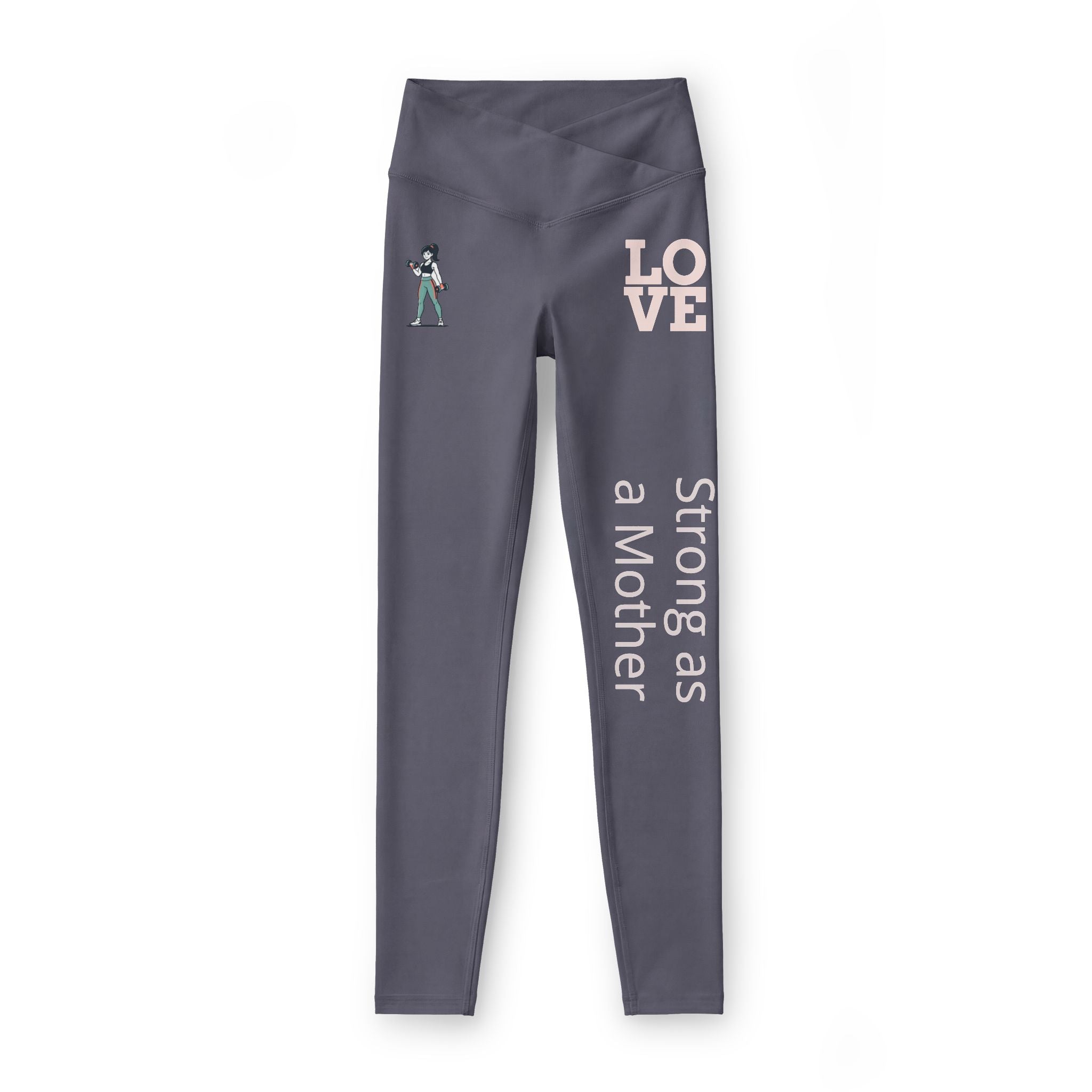 Strong as a Mother Leggings — 'LOVE' Graphic Women's Active Yoga Pants