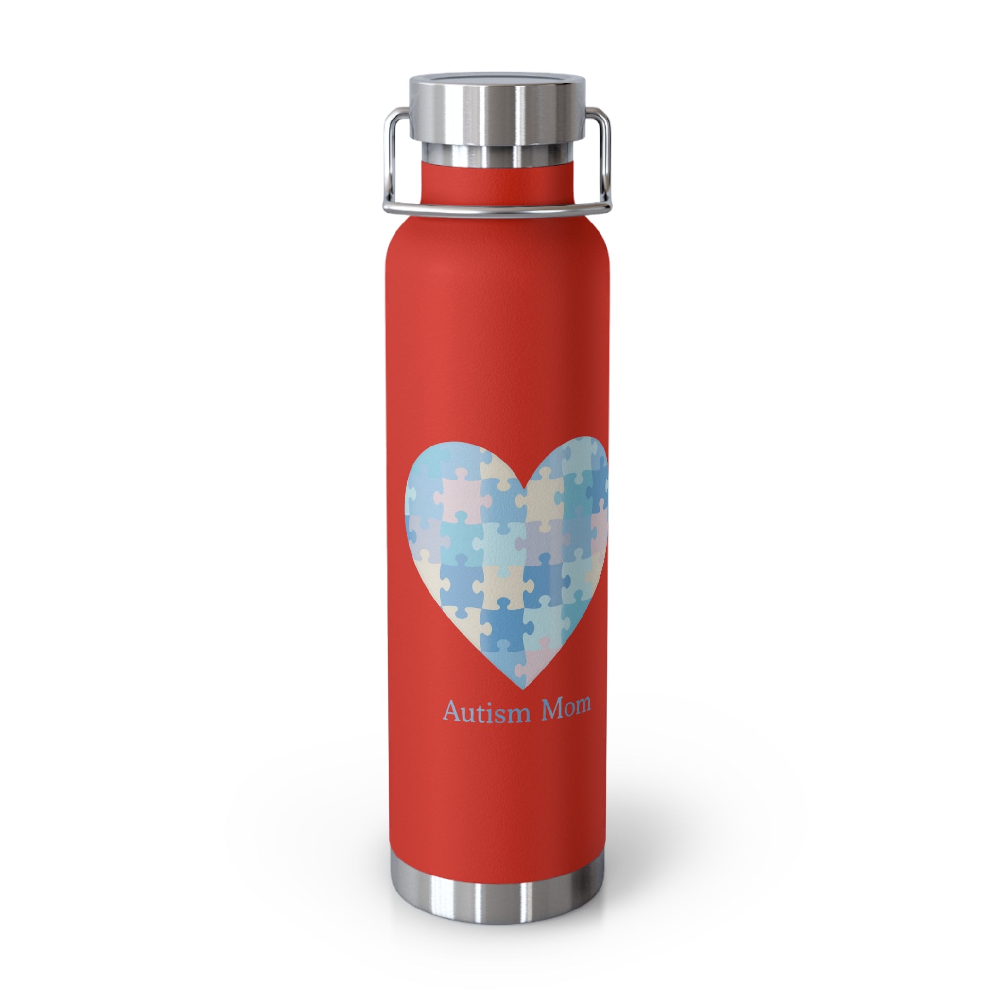Autism Mom Puzzle Heart Copper Insulated Bottle — 22oz Vacuum Flask