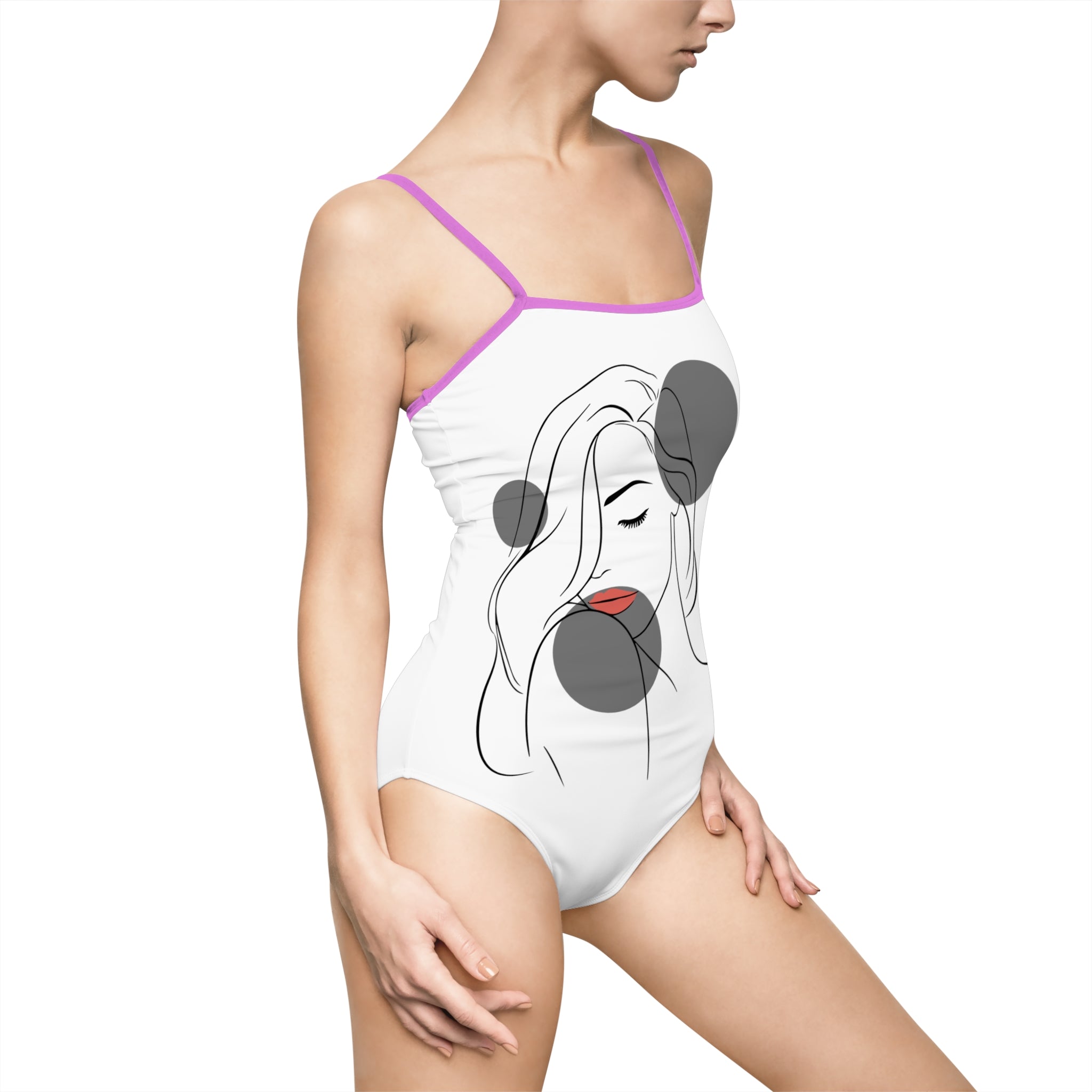 Minimalist Line Art Swimsuit — 'Push Your Limits' One-Piece