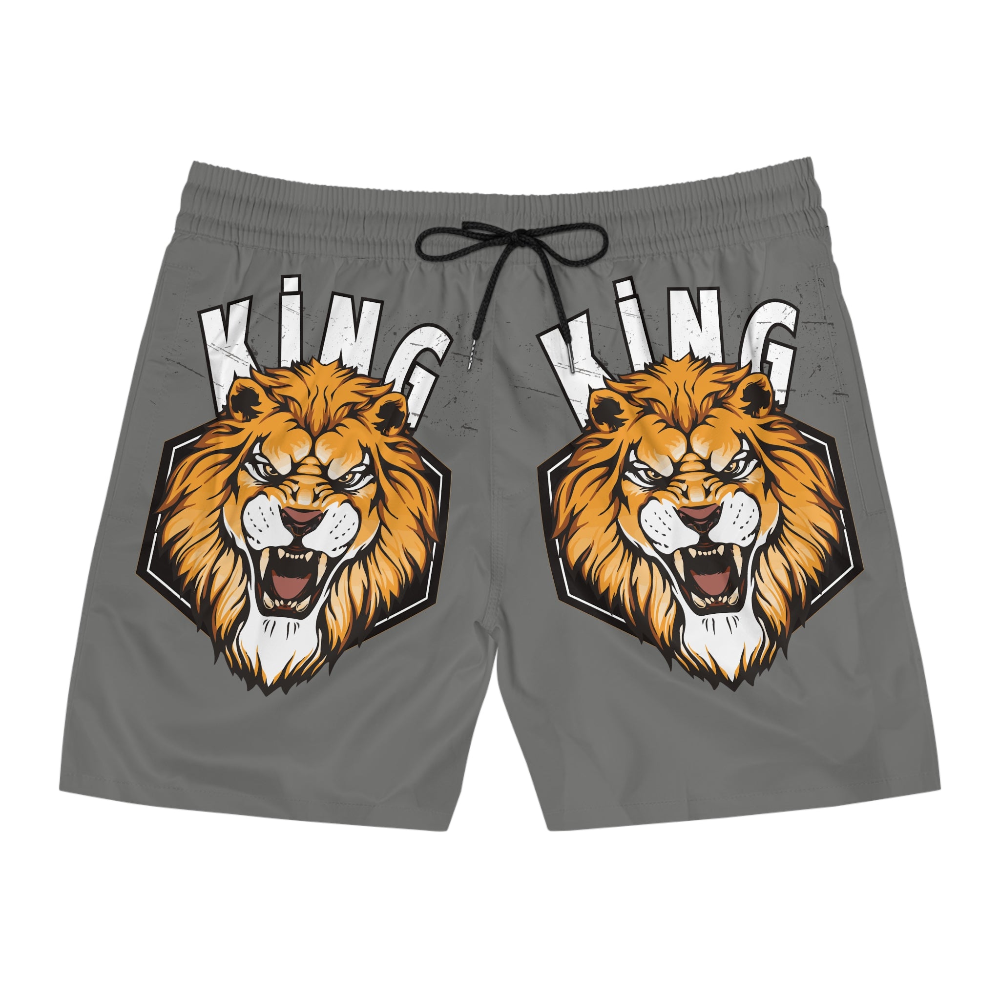 King Lion Swim Shorts — Men's Mid-Length Graphic Beach Trunks