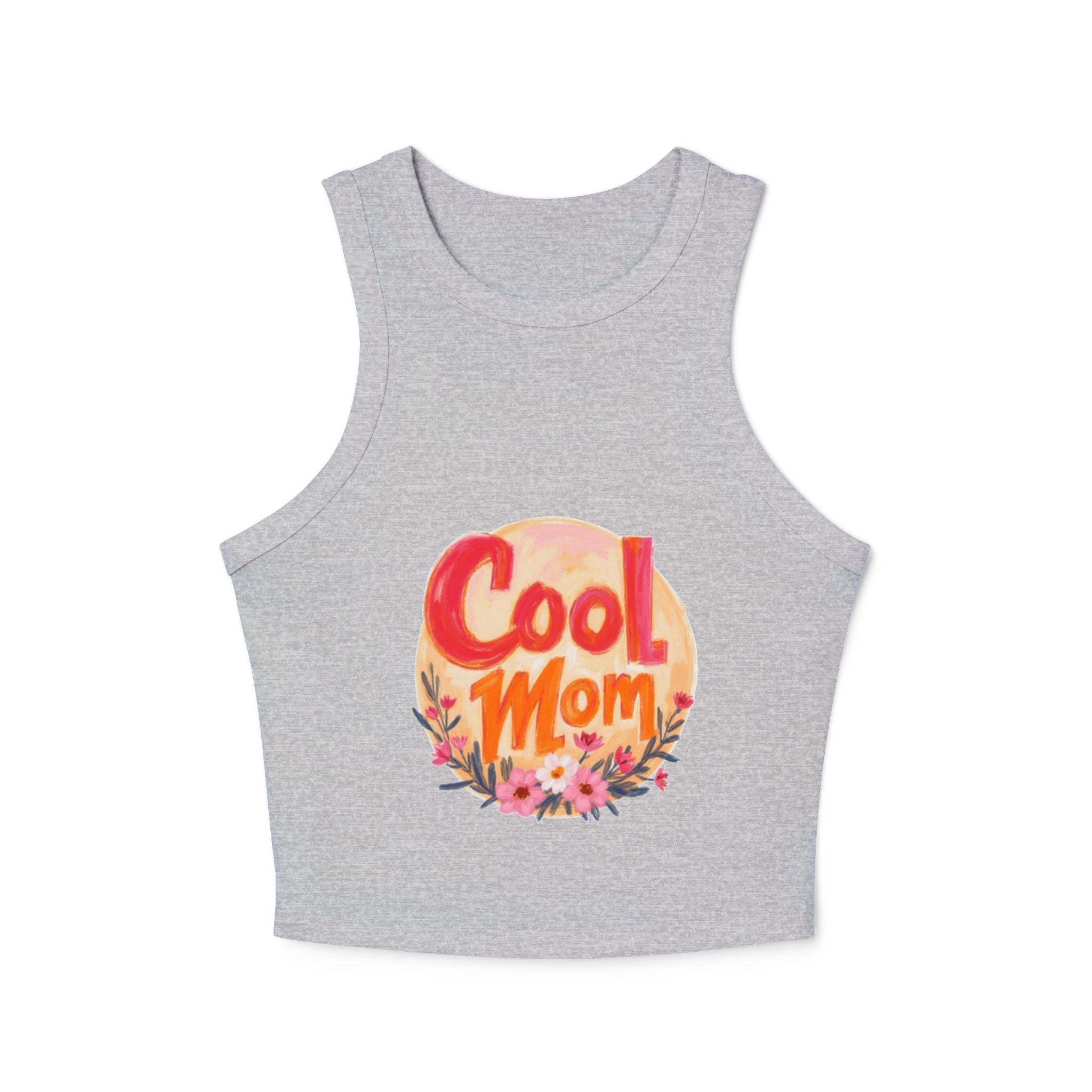 Cool Mom Racer Tank — Women's 'Cool Mom' Floral Micro Rib Tank Top (LOVE Back)