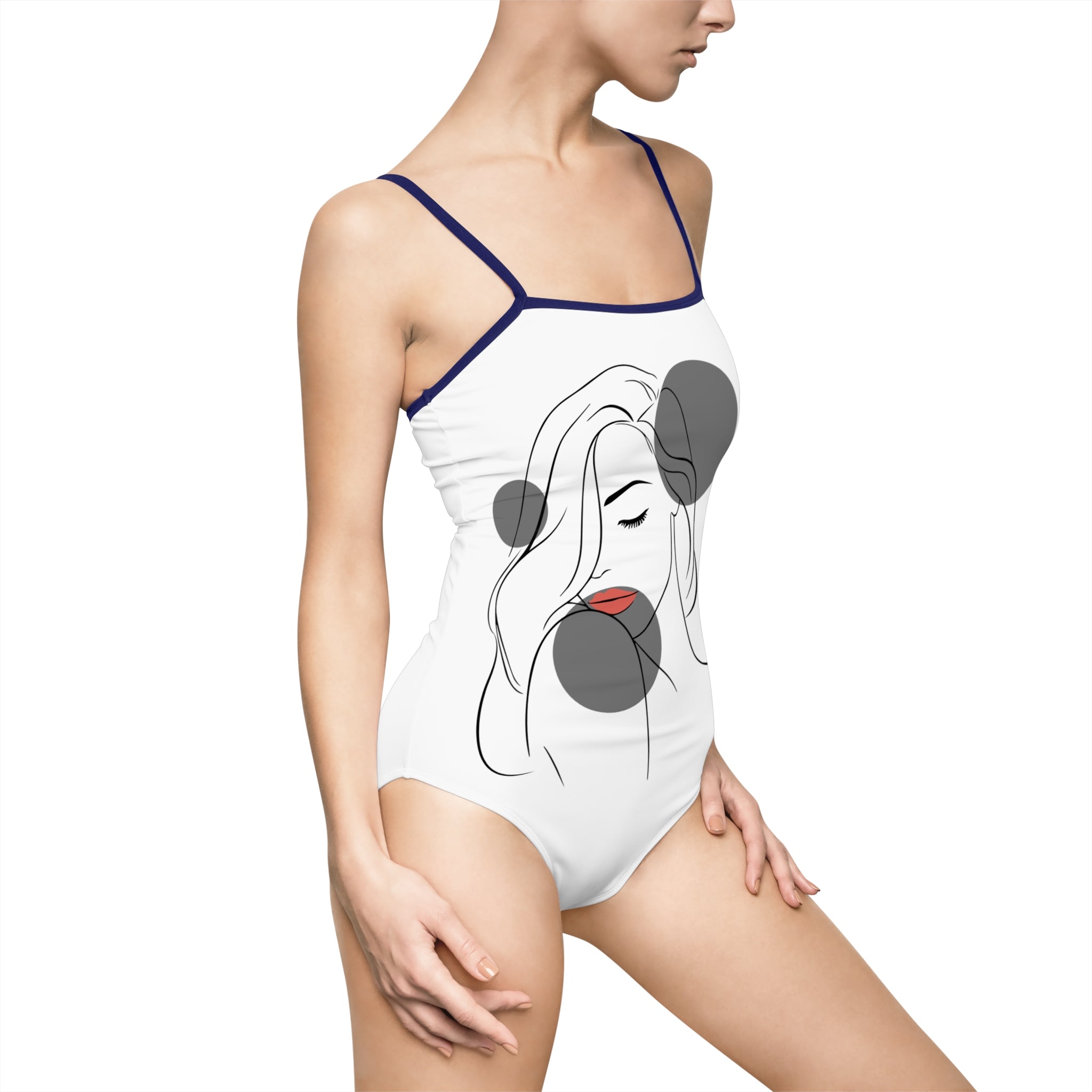 Minimalist Line Art Swimsuit — 'Push Your Limits' One-Piece